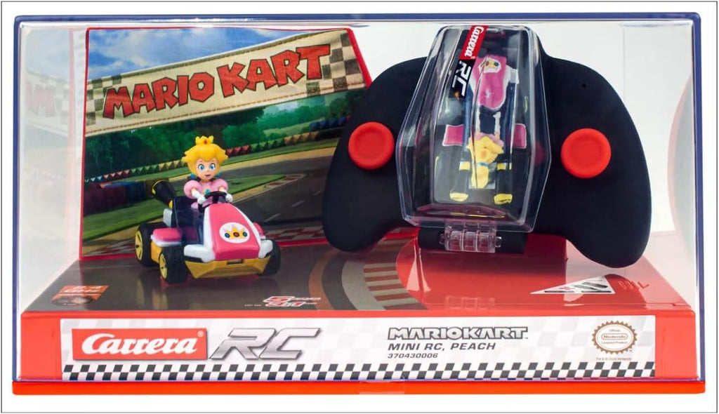 Carrera RC Nintendo Mario Kart 2.4 GHz Mini Collectible Radio Remote Control Toy Car Vehicle - Peach | Official Licensed Mario Miniature Collectible Toy RC Car for Kids 6+, Ready To Run, Rechargeable Battery, Radio RC Racing