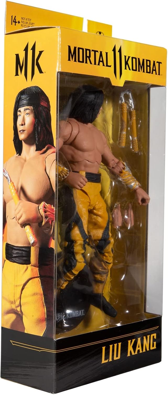 McFarlane Toys Mortal Kombat Liu Kang (Fighting Abbot) 7" Action Figure with Accessories | Mortal Kombat 7 Inch Action Figure Wave 7 - Liu Kang