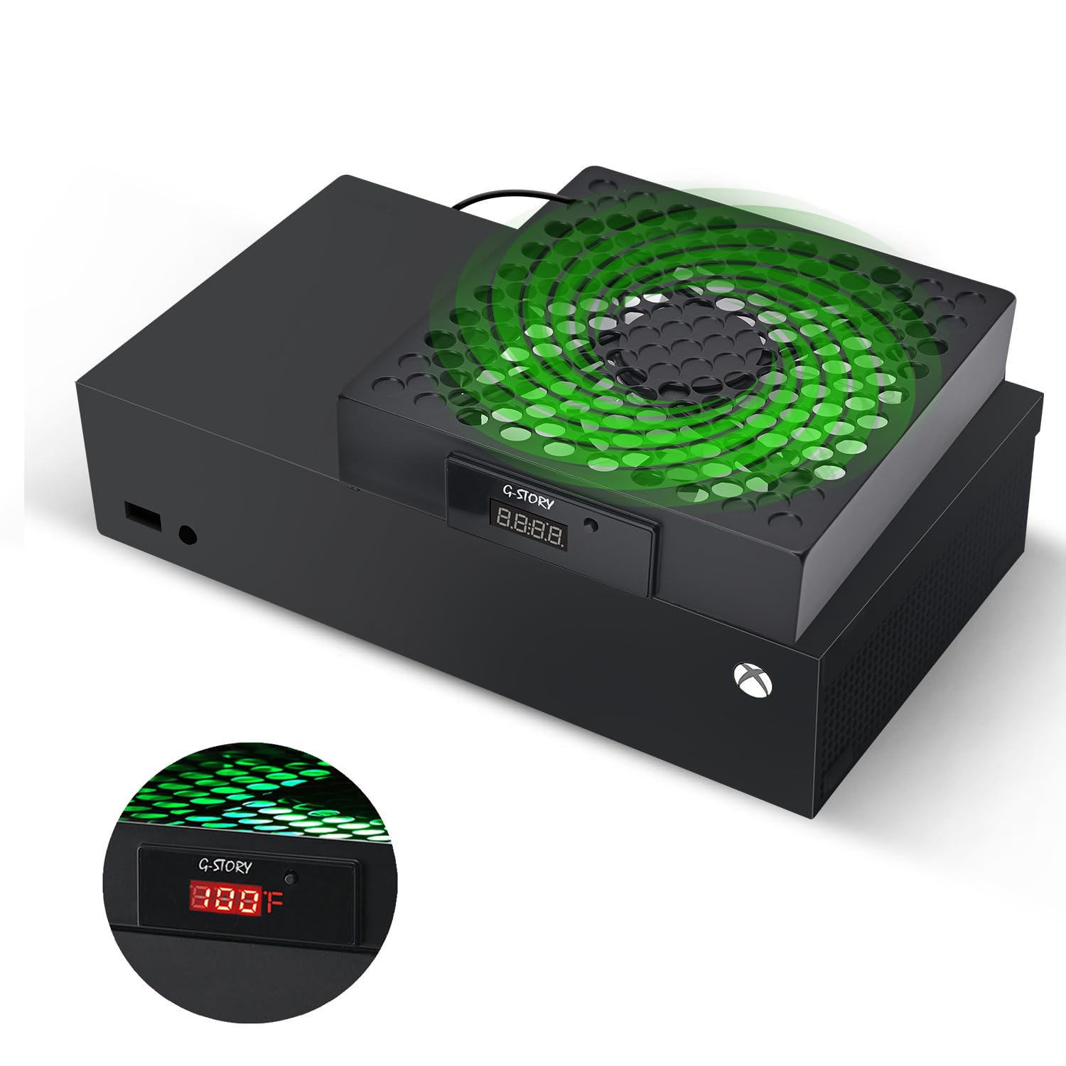 G-STORY Cooling Fan for Xbox Series S with Automatic Fan Speed Adjustable by Temperature, LED Display, High Performance Cooling, Low Noise, 3 Speed 1500/1750/2000RPM (140MM) with RGB LED (White) - Flex Gamingproduct_type