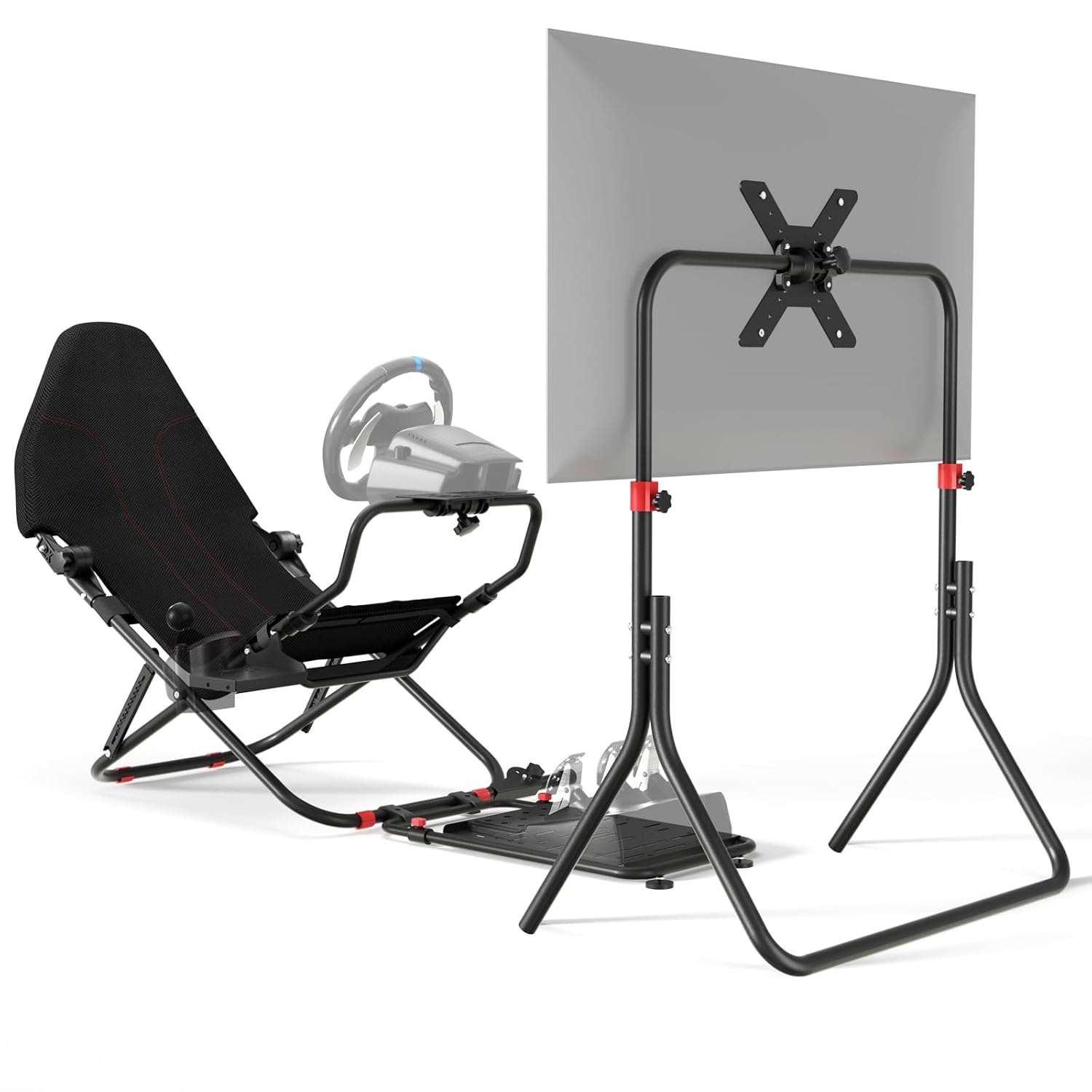 DIWANGUS Racing Simulator Cockpit with TV Stand, Foldable Racing Wheel Stand with TV Mount and Seat, Sim Racing Cockpit Compatible with Logitech G29/920/923/27/25, Thrustmaster T248/X/T300RS/T150/458/TX for Xbox PS4 PS5 - Flex Gamingproduct_type