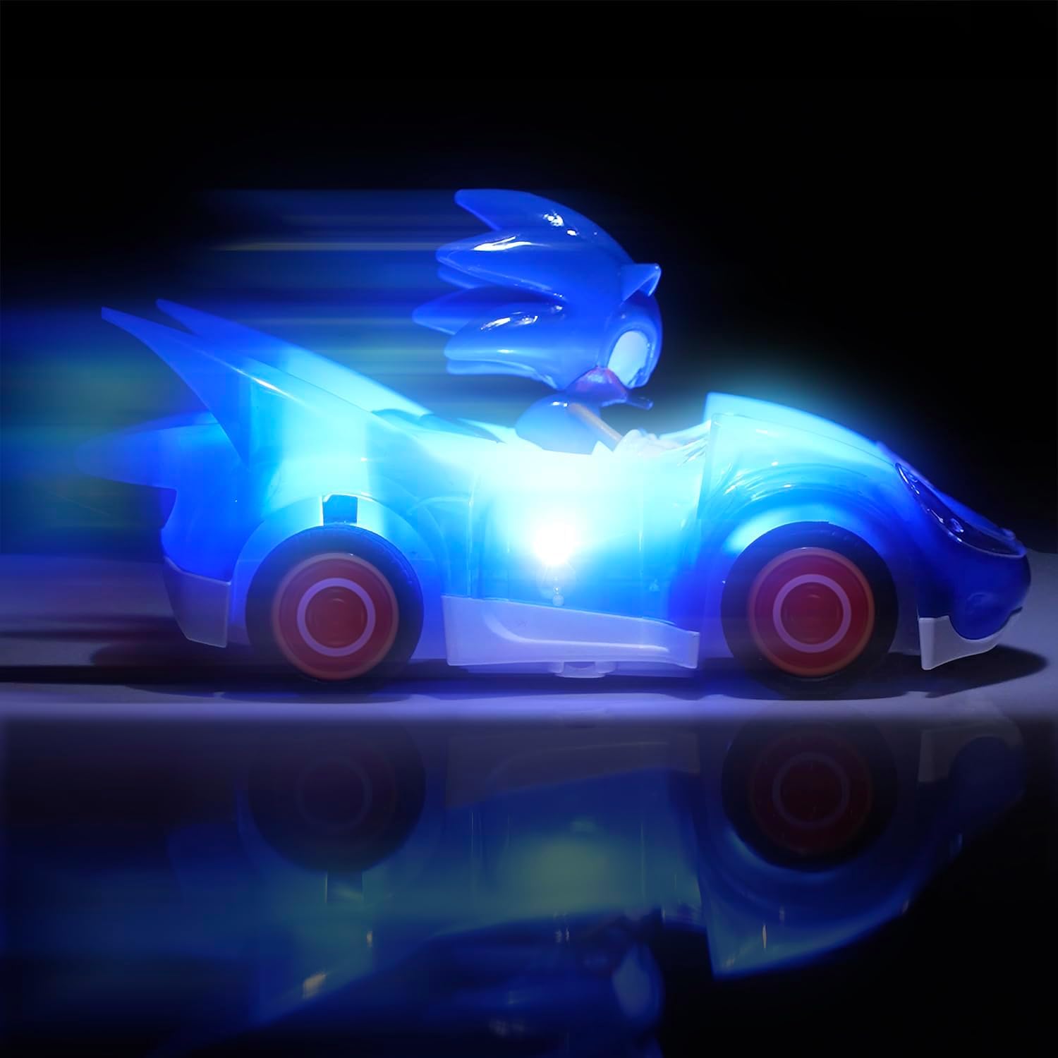 NKOK Sonic RC Car Glow Racer – Light-Up Remote Control Car, 1/28 Scale | Official Sonic the Hedgehog RC Toy with Easy Controls, Indoor & Outdoor Racing Fun, Collectible Design & Kids Gift, Ages 6+