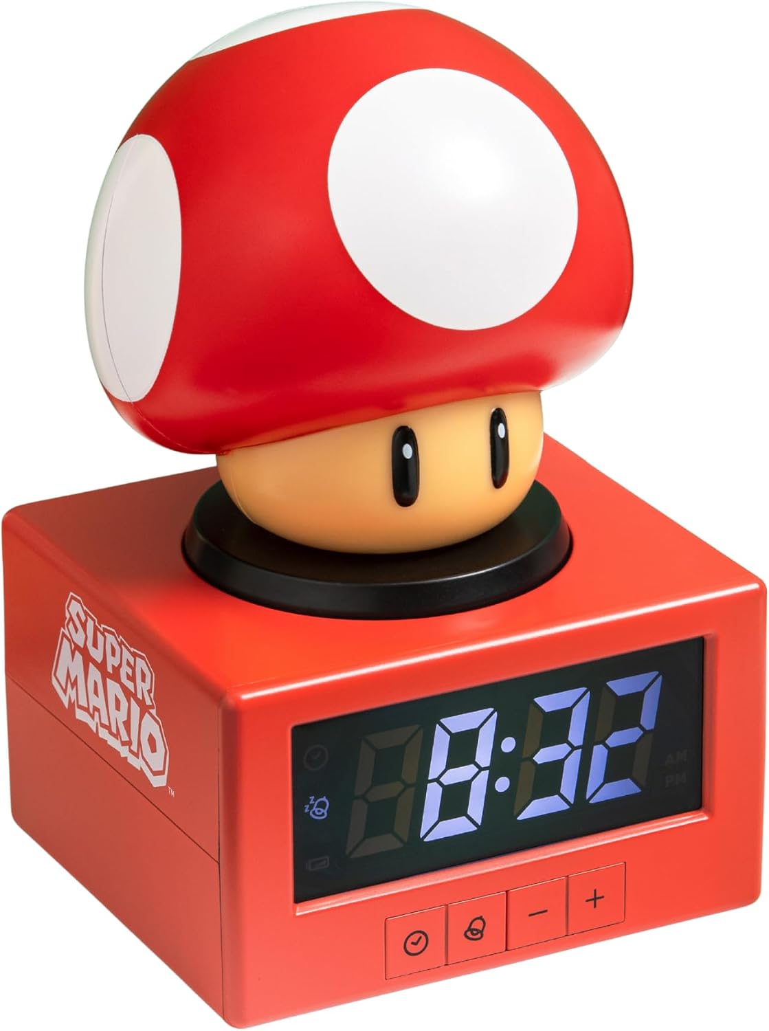 Paladone Super Mario Super Mushroom Alarm Clock with Night Light – Digital Clock, Tap Snooze, 16cm Tall, Official Nintendo Merchandise - Flex Gamingproduct_type