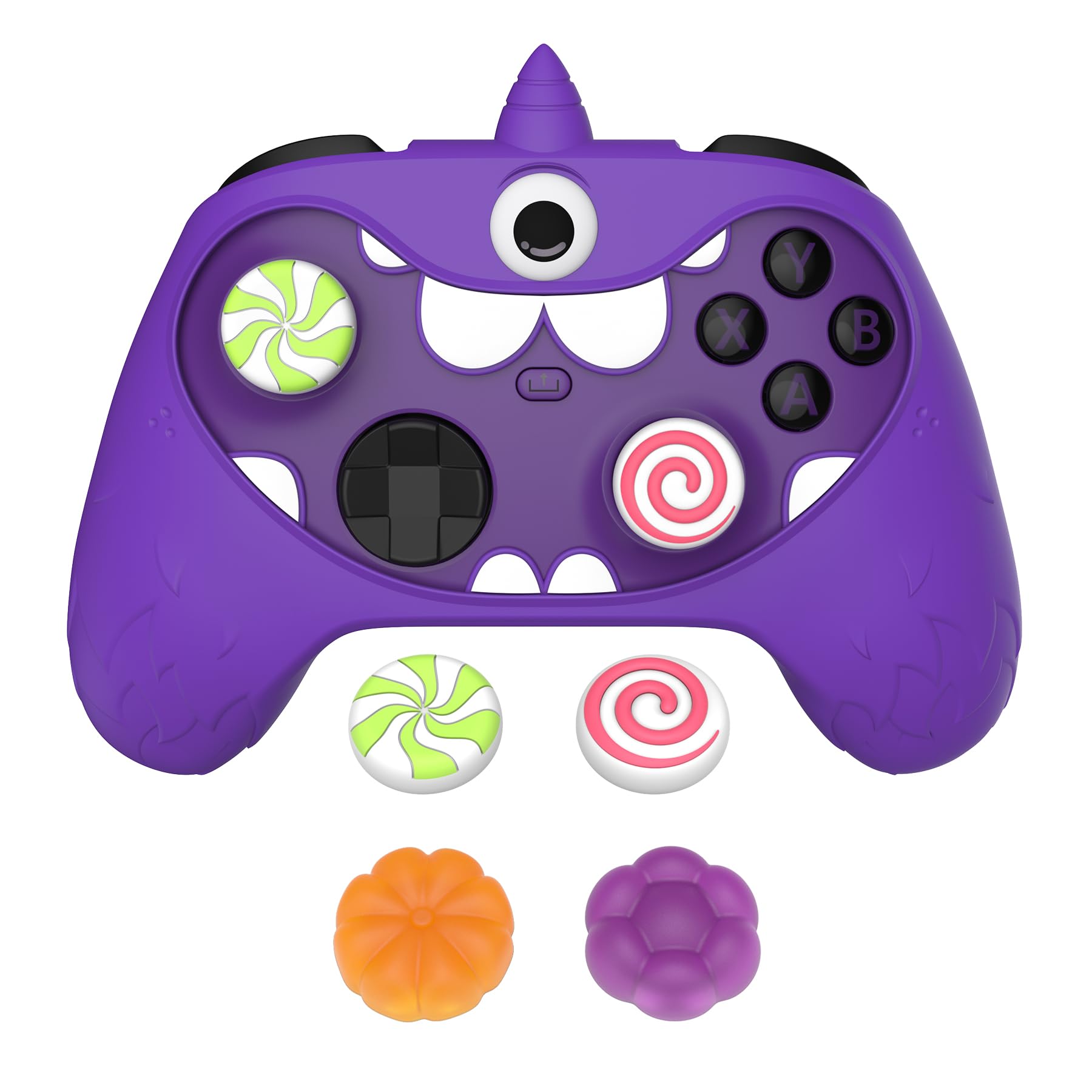 PlayVital MonoEye Monster Controller Skin for Xbox Series X/S - Cute Anti-Slip Silicone Cover Case with 4 Candy Thumb Grip Caps & Stickers, Full Protection Set, Green - Flex Gamingproduct_type