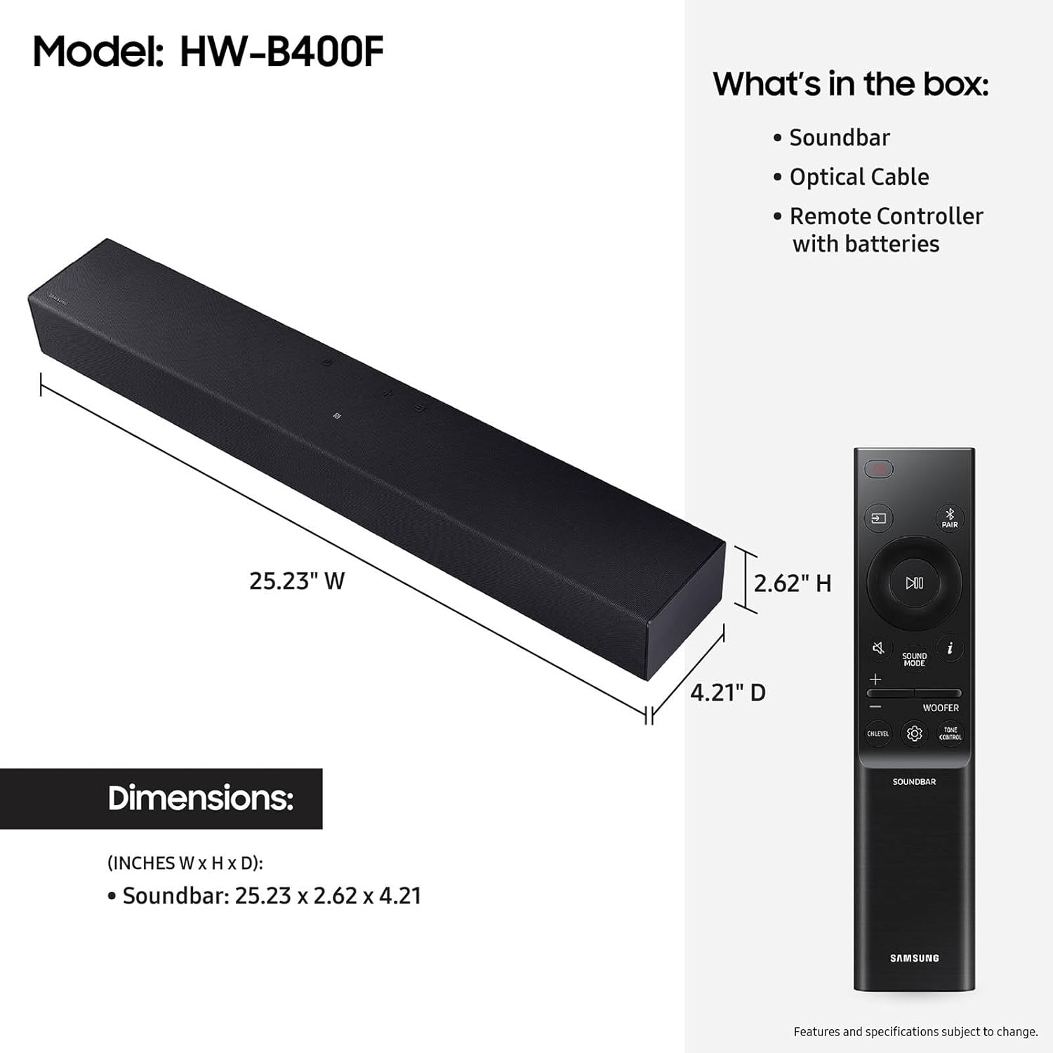 Samsung B & C-Series Soundbar Range – HW-B400F, B550F, B630F, B750F, B750D & C450