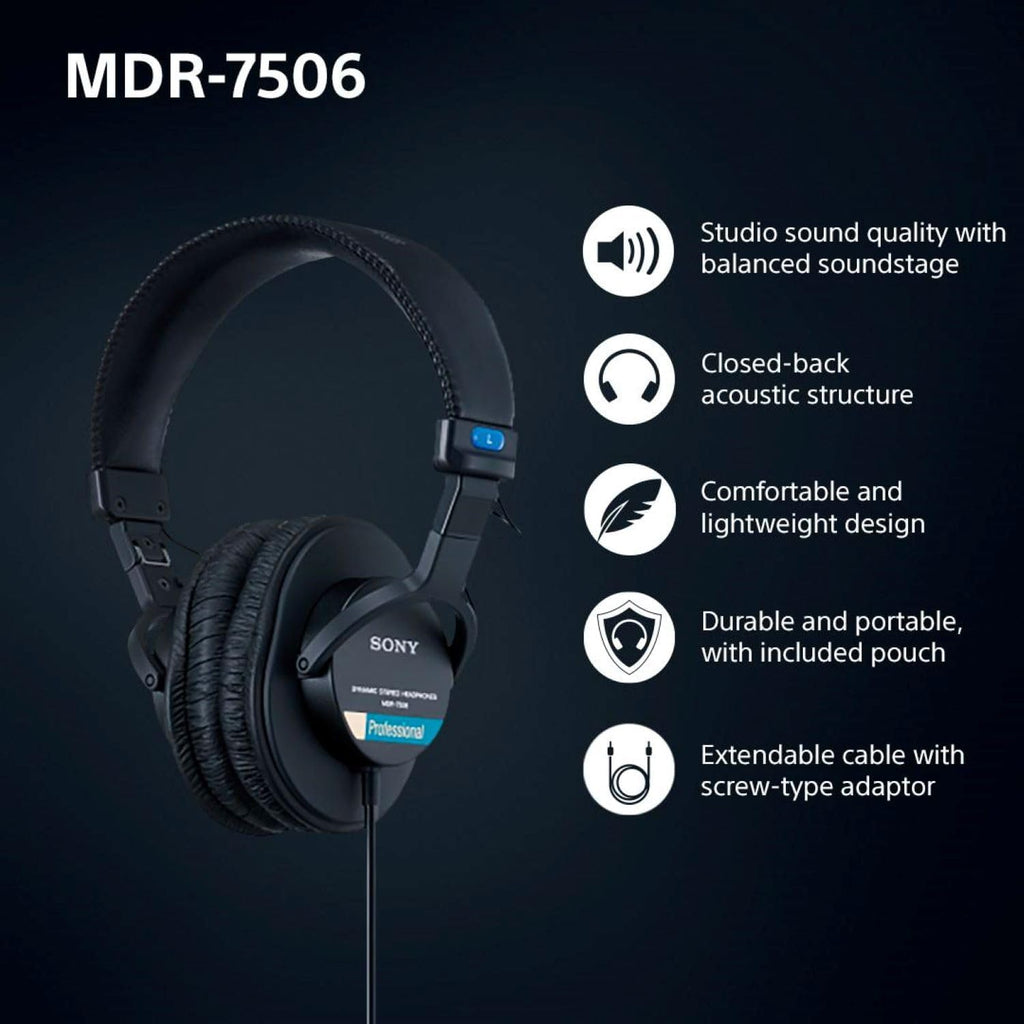 Sony MDR-7506 Professional Studio Headphones – 2 Sizes