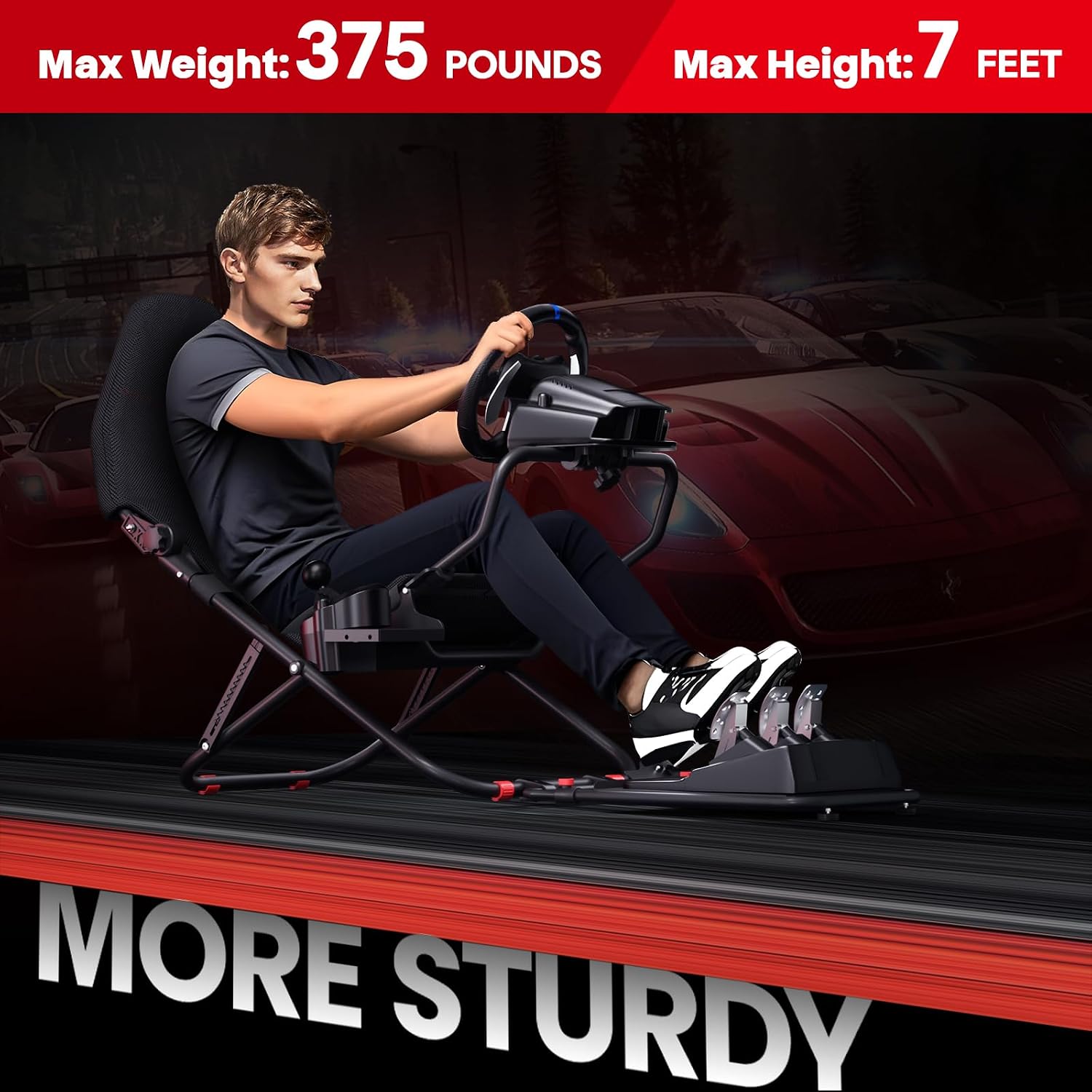 RACGTING Racing Simulator Cockpit for G29/G920/G923, Foldable & Adjustable Racing Seat for Thrustmaster T300RS/248/T-GT II, Fanatec CSL DD/GT DD Pro/ClubSport DD/DD+, MOZA R5, SIMAGIC Alpha Mini - Flex Gamingproduct_type
