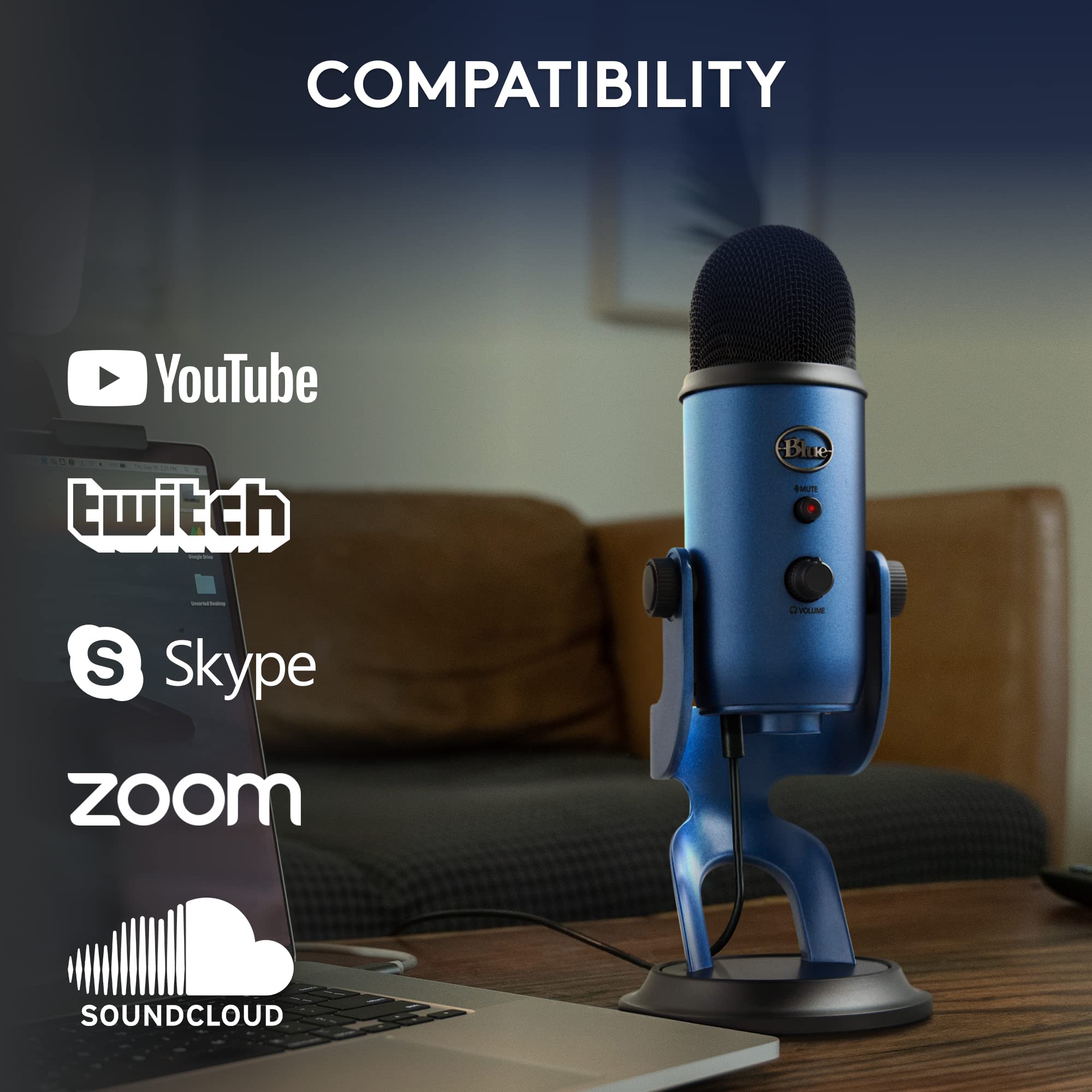 Logitech Creators Blue Yeti USB Microphone for PC, Mac, Gaming, Recording, Streaming, Podcasting, Studio and Computer Condenser Mic with Blue VO!CE effects, 4 Pickup Patterns, Plug and Play - Blackout | VO!CE effects, 4 pickup patterns, plug-and-play oper