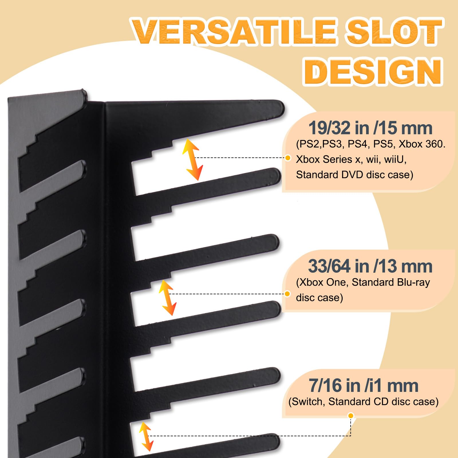 4 Pack Video Game Case Storage Wall Mount - Holds Up to 72 Disc Boxes,Metal Wall Mounted Game Case Holder for PS,DVD,Xbox Game Organizer - Flex Gamingproduct_type