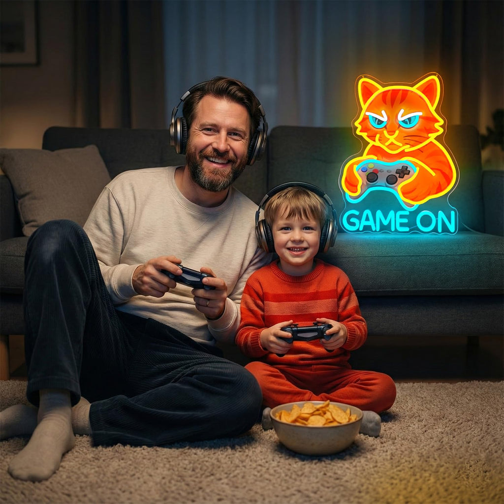 Gamer Mode Neon Sign for Gaming Room Decor, USB Powered LED Wall Light with Dimmer, Cool Gamer Setup Accessories for Bedroom, Streamer Background, Teen Boy Game Room, Man Cave