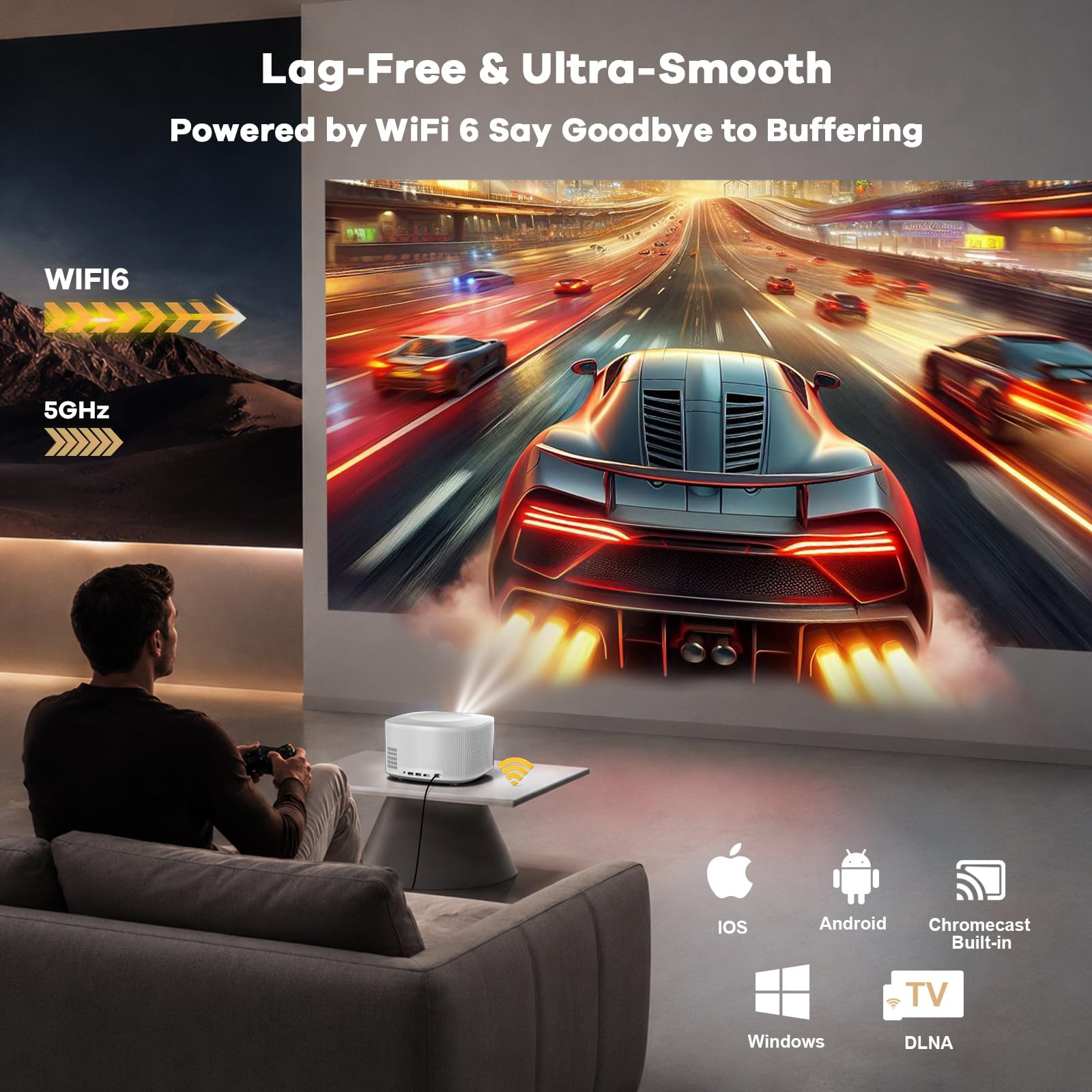 Outdoor-Projector-4K with WiFi and Bluetooth:[3500 Bright/60W Dolby Audio/Official Licensed Apps],Smart-Projector with AI Auto Focus,ONOAYO ONO5Pro 2.0 Movie Projector for Indoor/Outdoor 2026New - Flex Gamingproduct_type