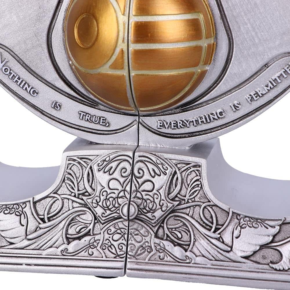 Nemesis Now Officially Licensed Assassin's Creed Apple of Eden Resin Bookends, Silver, 18.5cm