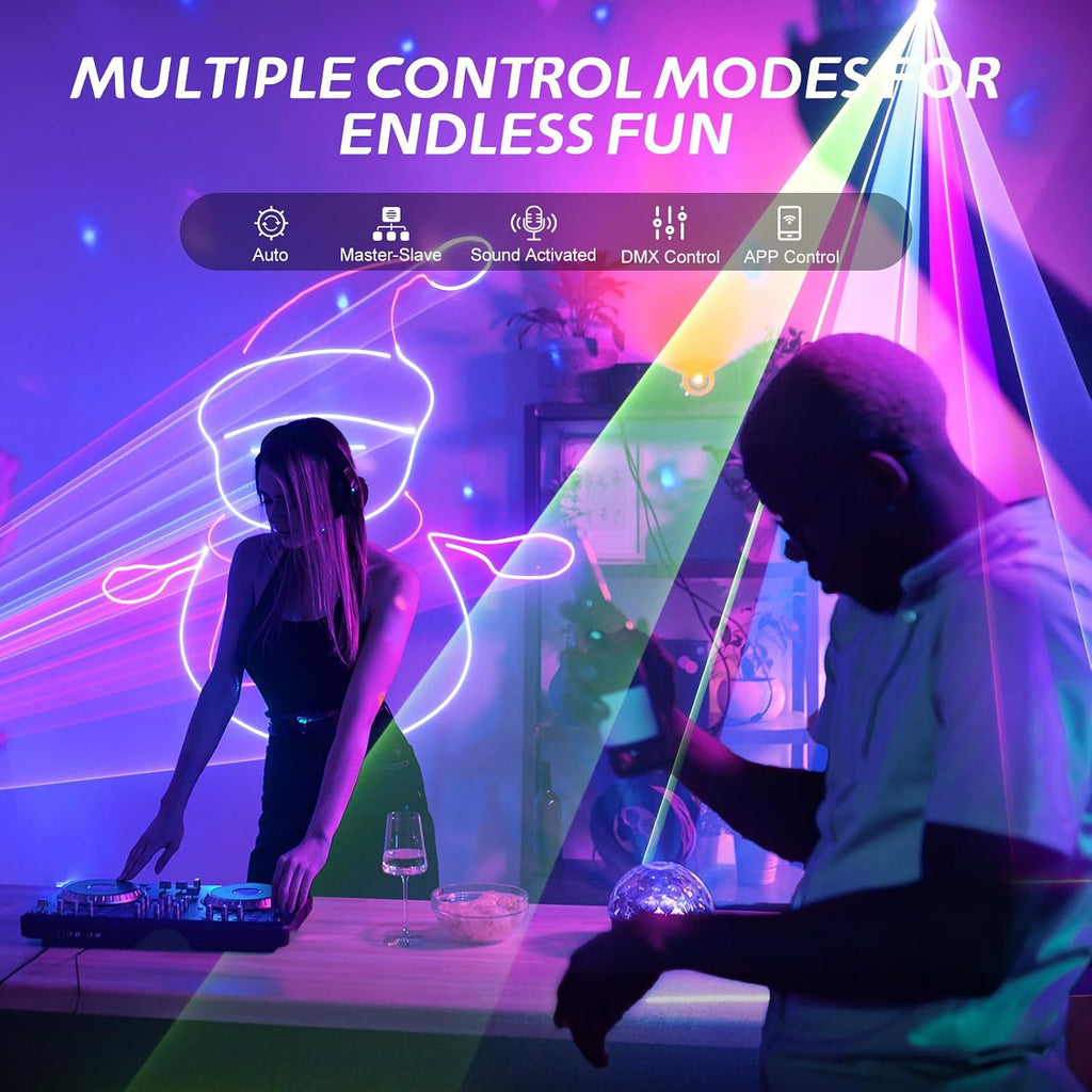 DJ Laser Light for Party,3D Animation Laser Machine,Multiple Control Functions,Support Manual Graffiti, Text Playback, and Personalized Programming,Suitable for DJ Parties, KTV Bars and Events