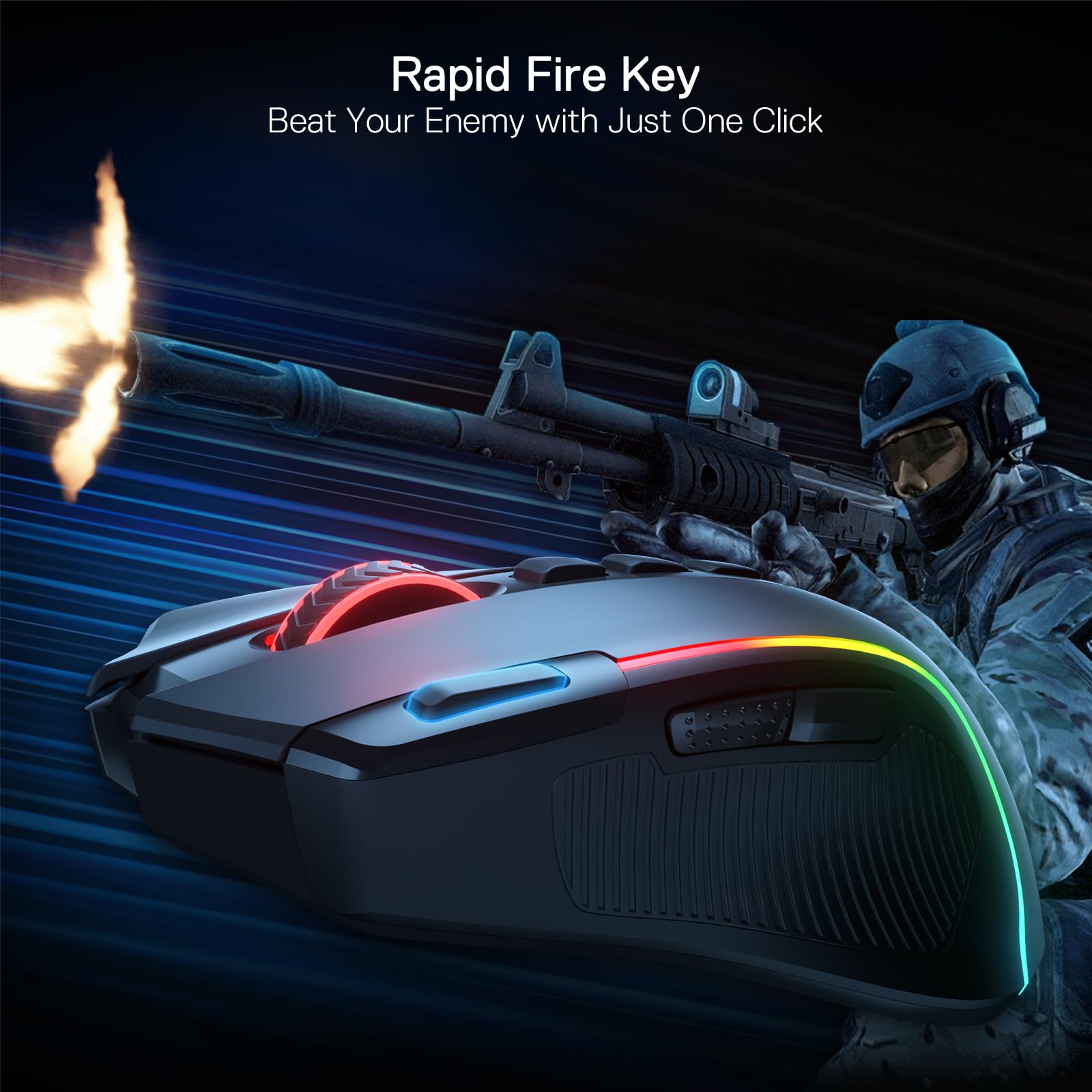 Redragon M612 Predator RGB Gaming Mouse, 8000 DPI Wired Optical Mouse with 11 Programmable Buttons & 5 Backlit Modes, Software Supports DIY Keybinds Rapid Fire Button - Flex Gamingproduct_type