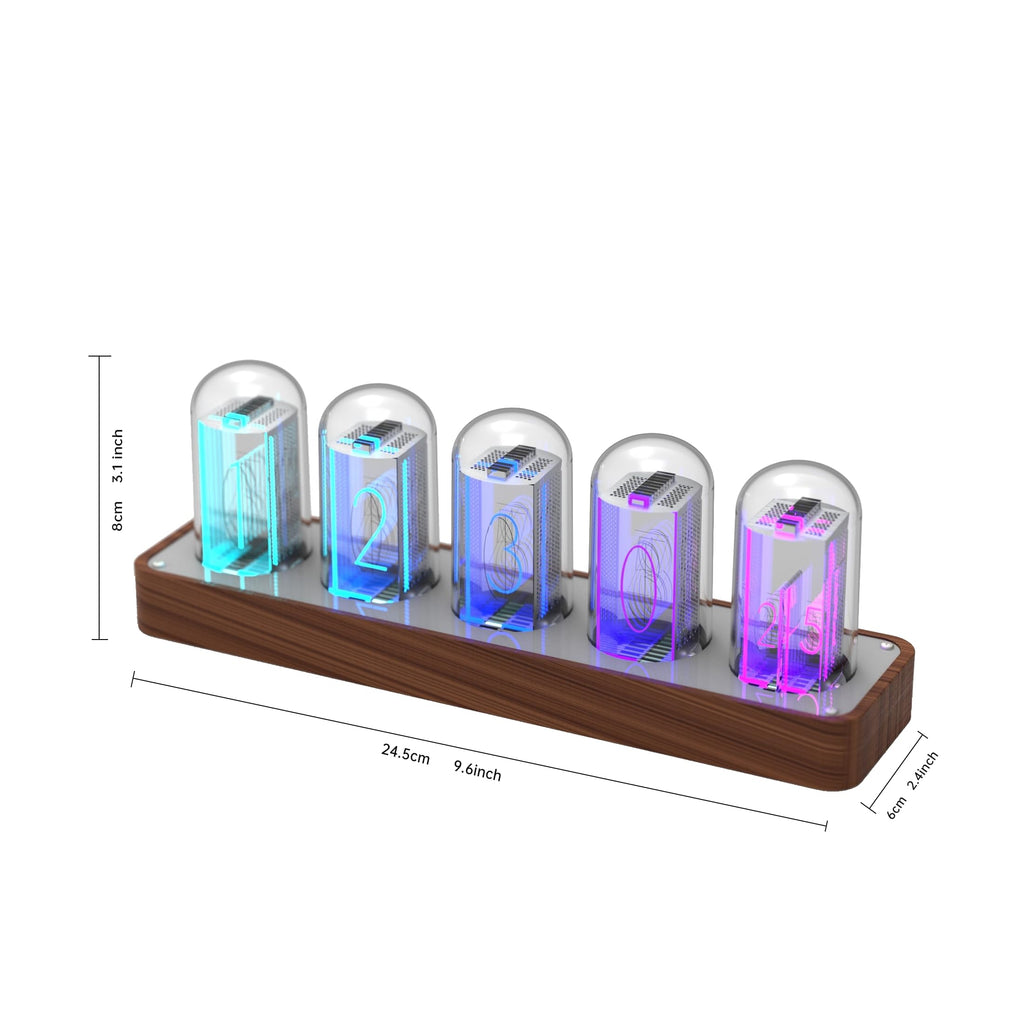 ClocTeck Nixie Tube Clock – Brown, Walnut & 6 Tubes