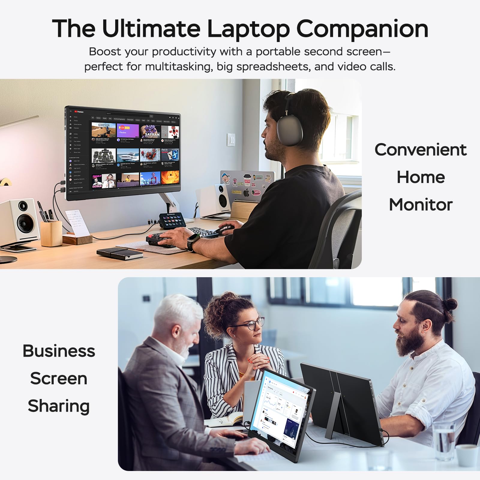 MNN Portable Monitor 15.6inch FHD 1080P 60Hz USB C HDMI Gaming Ultra-Slim IPS Display w/Smart Cover & Speakers,HDR Plug&Play, External Monitor for Laptop PC Phone Mac (15.6'' 1080P) - Flex Gamingproduct_type