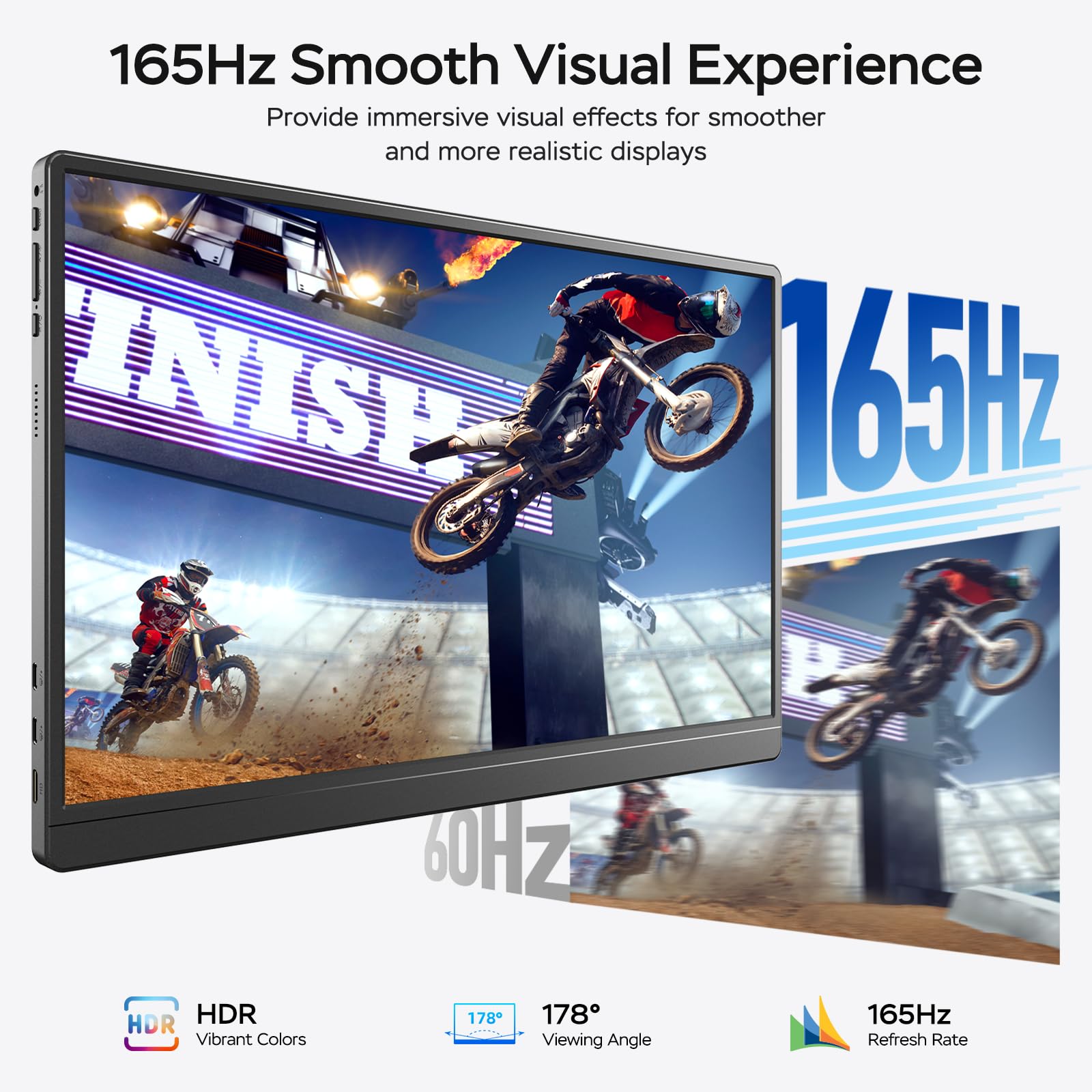 MNN Portable Monitor 15.6inch FHD 1080P 60Hz USB C HDMI Gaming Ultra-Slim IPS Display w/Smart Cover & Speakers,HDR Plug&Play, External Monitor for Laptop PC Phone Mac (15.6'' 1080P) - Flex Gamingproduct_type