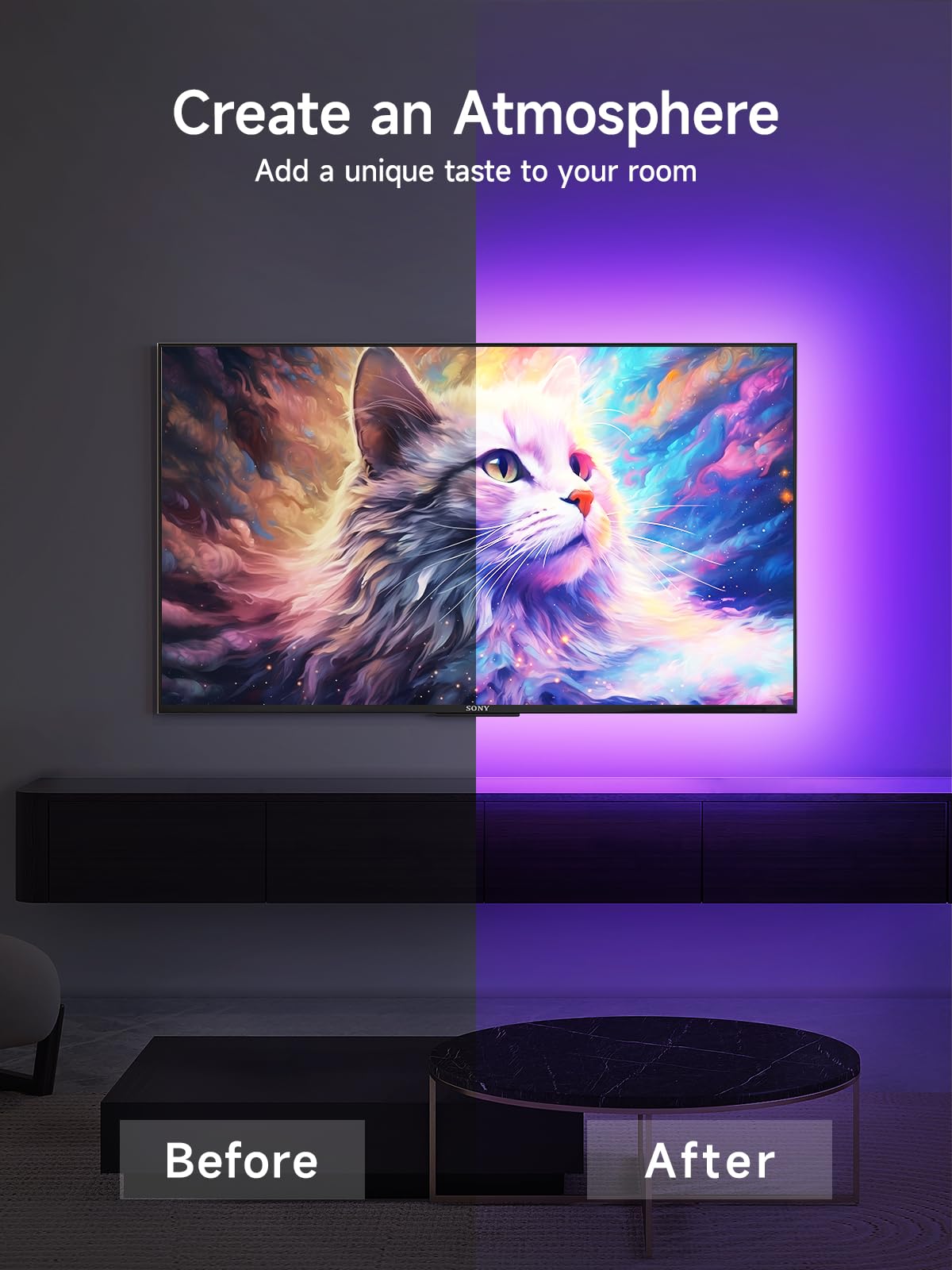 KANTUTOE LED Lights for TV, 19.68ft LED Backlights for 65-80in TV, RGB TV Backlight with Music Sync Bluetooth APP and Remote Control TV Lights Strip USB Powered LED Lights for Bedroom, Gaming - Flex Gamingproduct_type