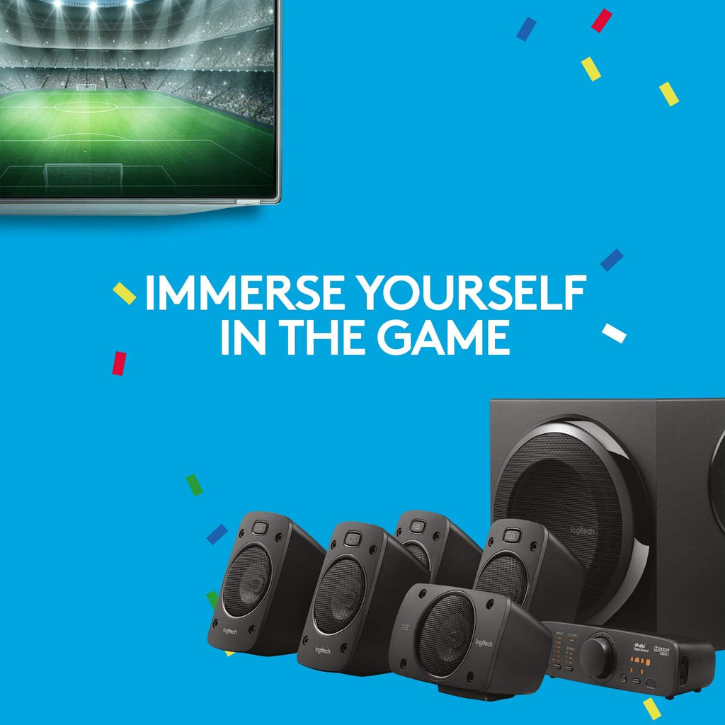 Logitech Z906 5.1 Surround Sound Speaker THX Dolby DTS - Black | Certified, digital audio input, multiple devices setup