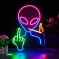 Alien Neon Sign for Wall Decor - Dimmable LED Light | 6.5ft USB Powered Edgy Decor with Hanging Chain - Perfect for Gaming Room, Man Cave & Rebel Decorations, 15.7" x 11.4"