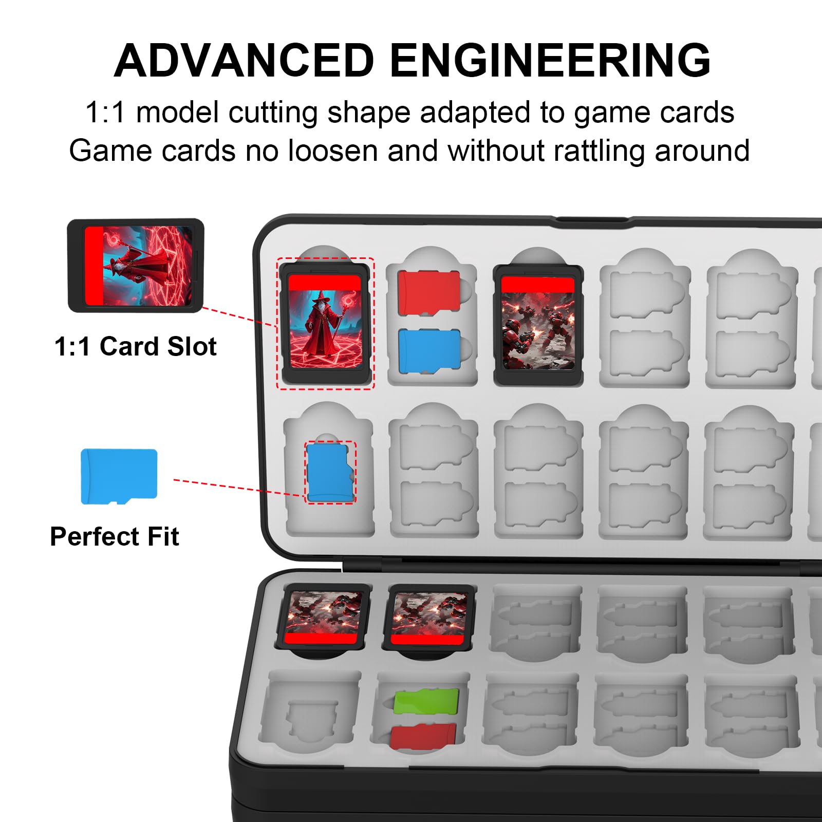 QuoLumPIA 96 Game Case - for Nintendo Switch 2/OLED/Lite Cartridge storage with 96 Game Card Slots & 160 Micro SD Card Slots, Black, Hard Shell, Silicone Lining, Magnetic snap, Travel, Gift, Party - Flex Gamingproduct_type