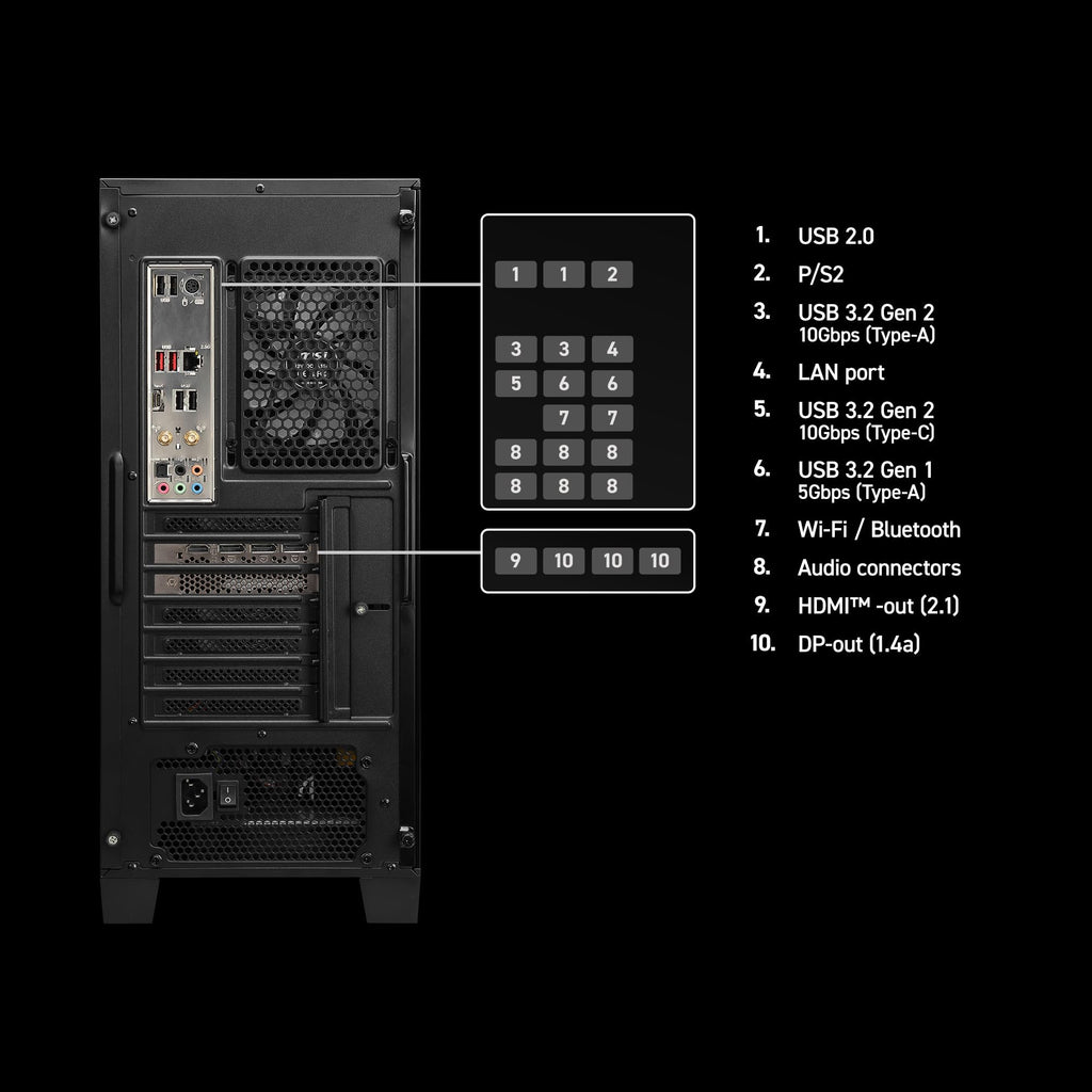 msi Codex R2 Gaming Desktop PC | NVIDIA GeForce RTX 5070 12GB | Intel Core i5-14400F | 32GB DDR5 RAM | 1TB NVMe SSD | Air Cooling | Wi-Fi 6E | Windows 11 Home | VR Ready | D14NVP5-613US - Flex Gamingproduct_type