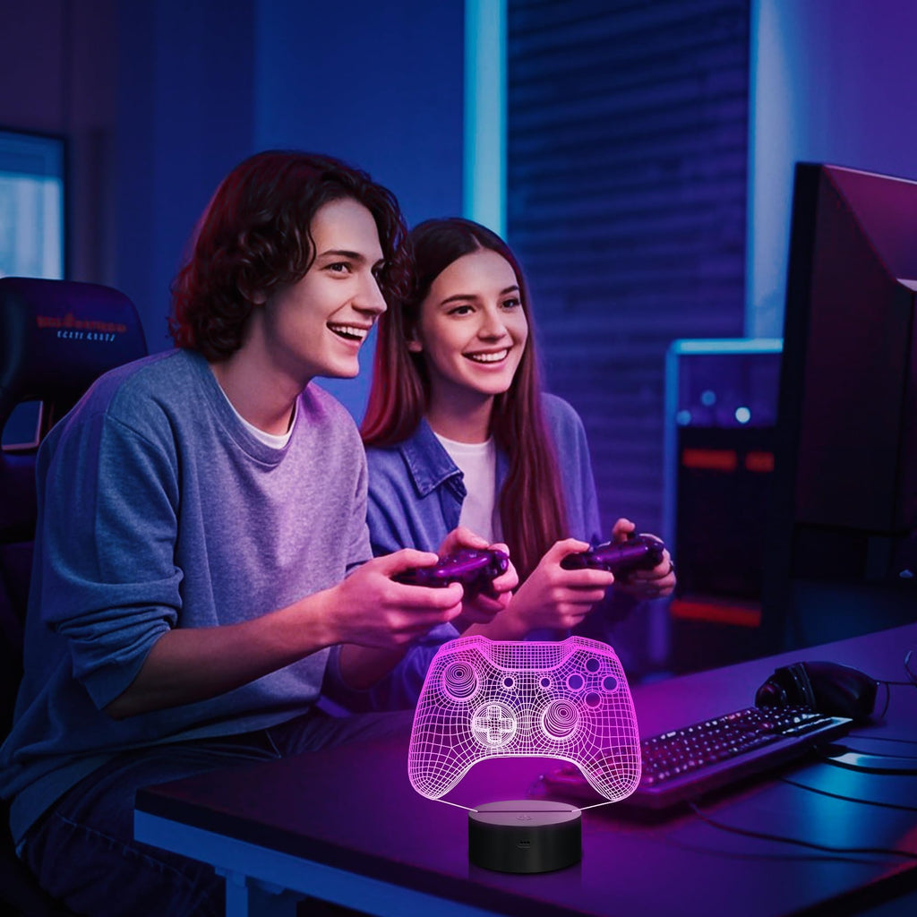 Attivolife Gamepad 3D Lamp, Hologram Illusion Controller Night Light for Kid, 16 Colors Changing & Remote Dimmer Control, Cool Boy Girl Video Gaming Room Accessories as Xmas Birthday Gift for Teen