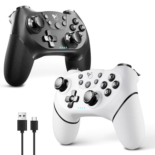 AceGamer Wireless Pro Controller for Nintendo Switch/Lite/OLED/Switch 2/PC, 2 pack, Hall Effect Joystick for Switch 2 Pro Controller with Wake-Up/Dual Vibration/Turbo/Ergonomic ! (Black&White) - Flex Gamingproduct_type