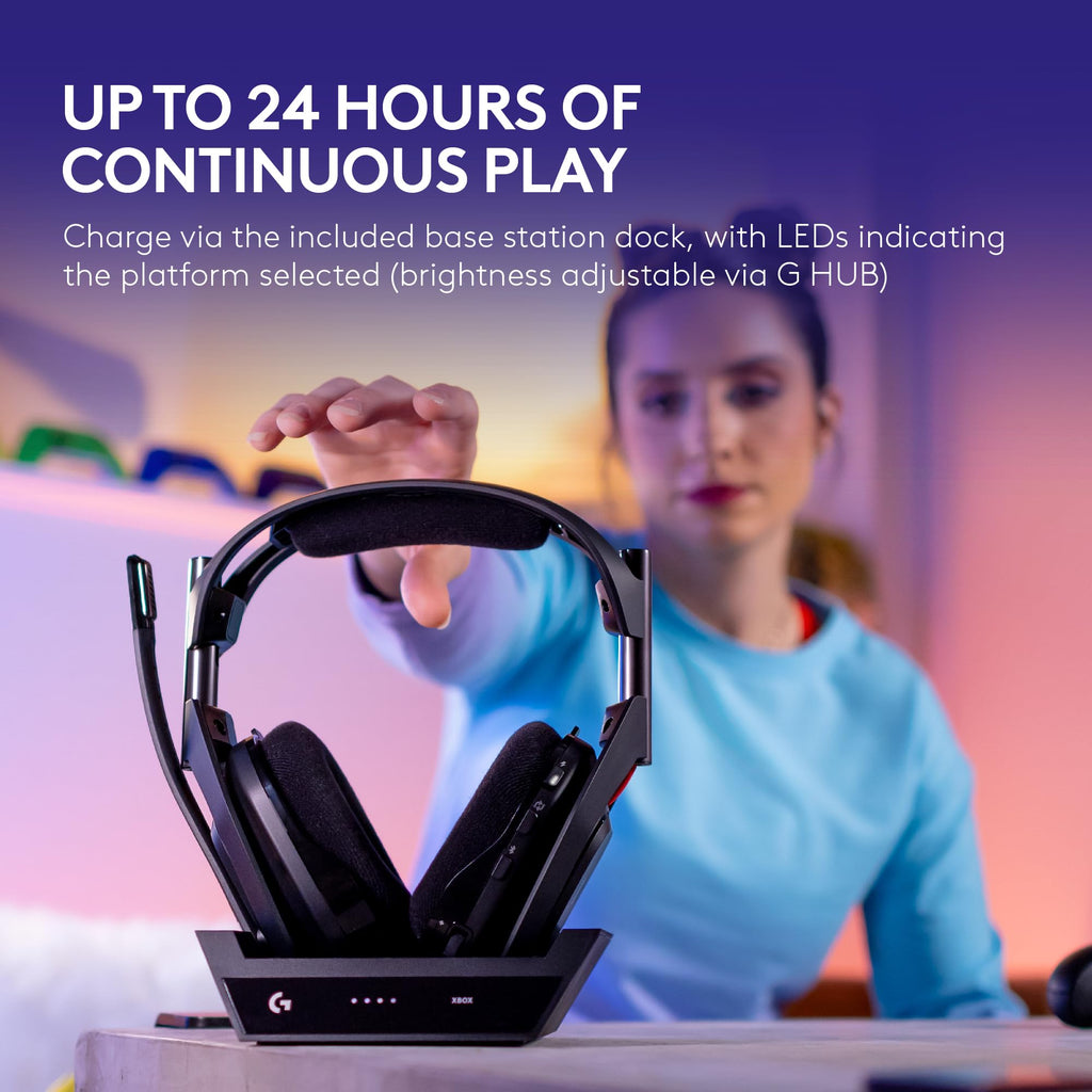 Logitech G Astro A50 X Multi-Platform Wireless Gaming Headset + Base Station for PS5/Xbox/PC: PLAYSYNC Video & Audio Switcher, HDMI 2.1 4K 120Hz VRR, <24bit/48kHz, 24hr Battery, 2.4GHz & BT - Black - Flex Gamingproduct_type