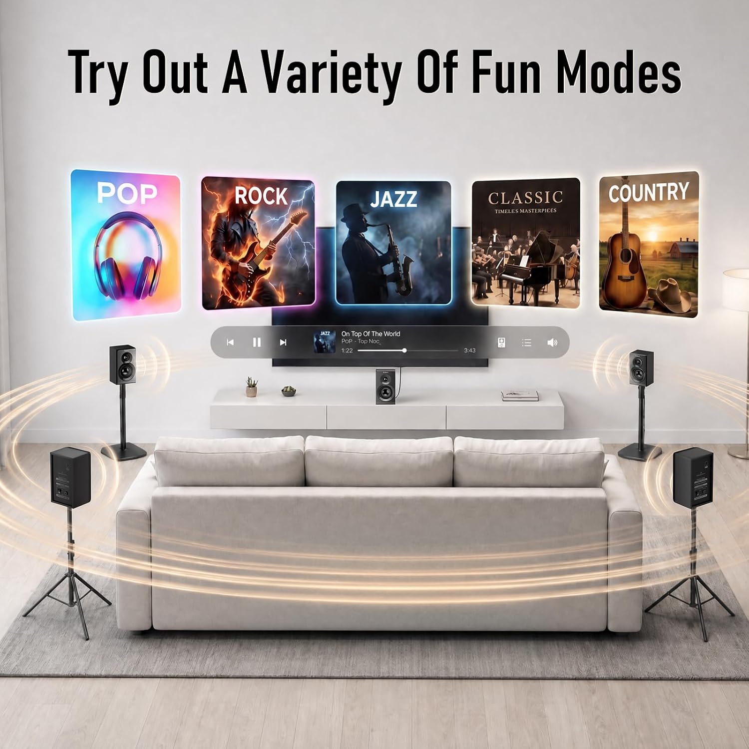 Bobtot Wireless Surround Sound System Home Theater System, 1000W Surround Speakers 8" Subwoofer 5.1/2.1 Channel Deep Bass with ARC Optical Bluetooth Karaoke Input - Flex Gamingproduct_type