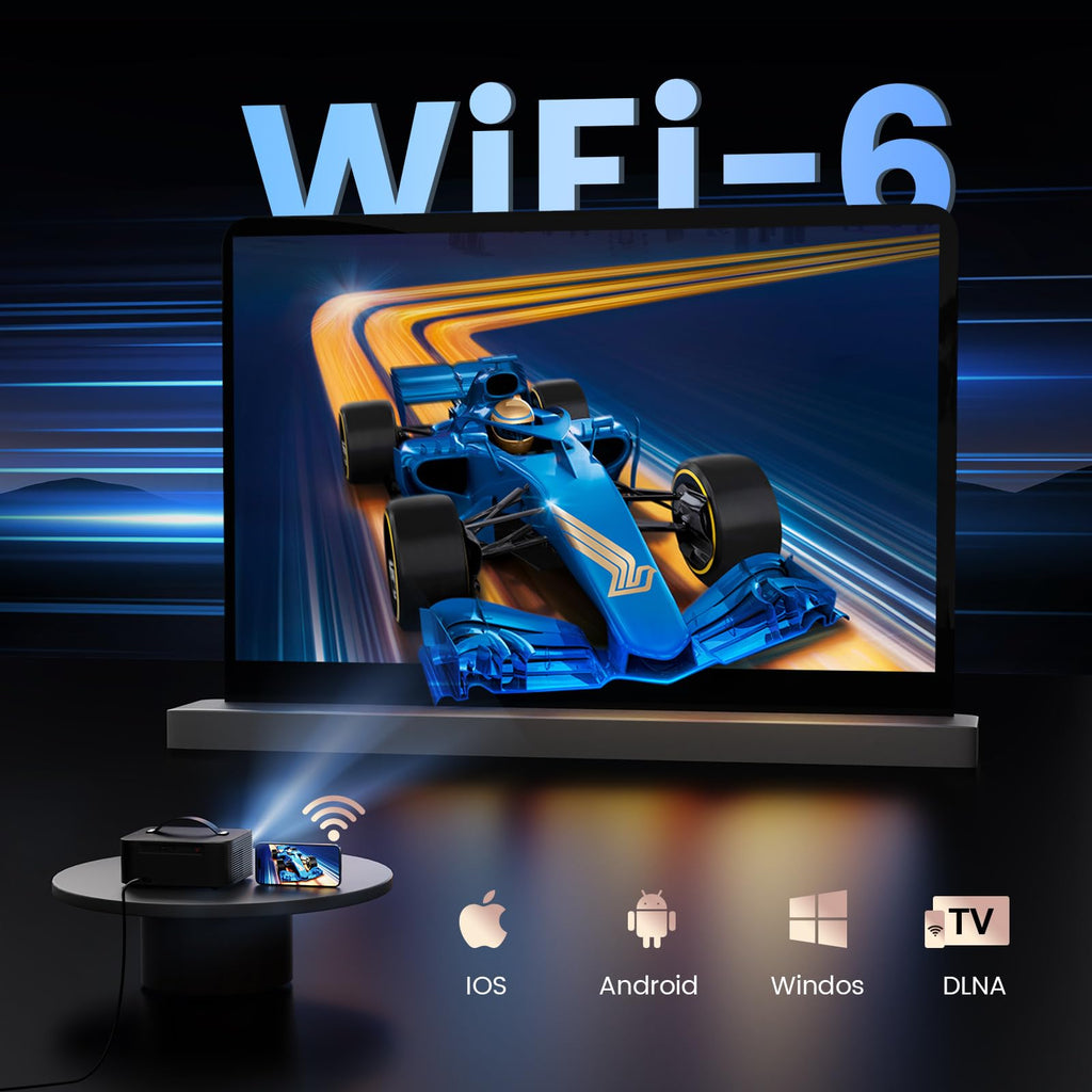 Outdoor-Projector-4K with WiFi and Bluetooth: [3000 Brightness/50W DoIby/Built-in APPs] Portable-Projector Smart OS 2.0&AI Auto Focus, ONOAYO Movie Proyector Compatible with Netflix/YouTube/PrimeVideo - Flex Gamingproduct_type