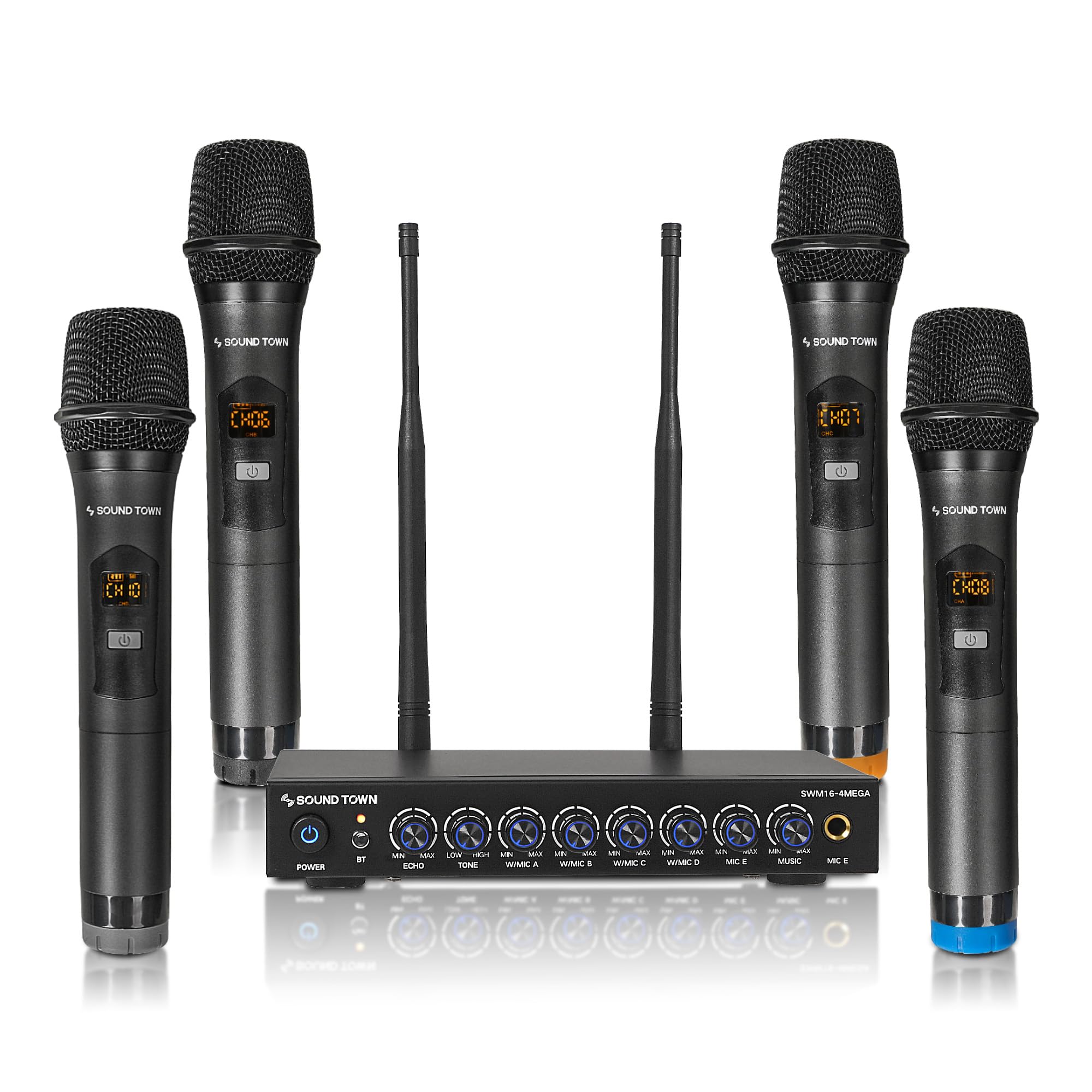 Sound Town Wireless Microphone Karaoke Mixer System with HD Audio Return Channel, Optical (Toslink), AUX, Supports Smart TV, Media Box, PC, Bluetooth, Soundbar, Receiver (SWM16-MAX) - Flex Gamingproduct_type