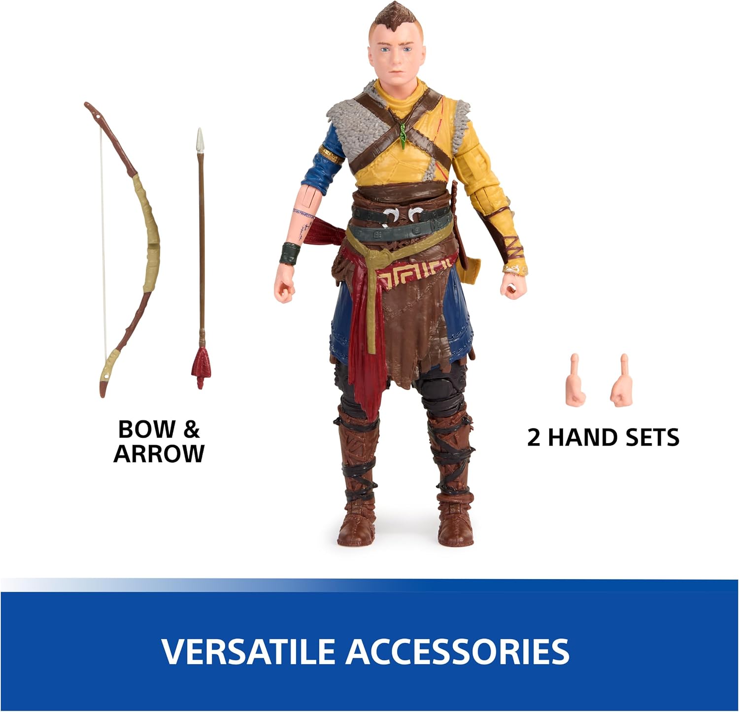 PlayStation God of War Ragnarok, 6” Atreus Action Figure with 4 Accessories, The Shapes Collection, for PS5 Fans & Collectors Ages 17+