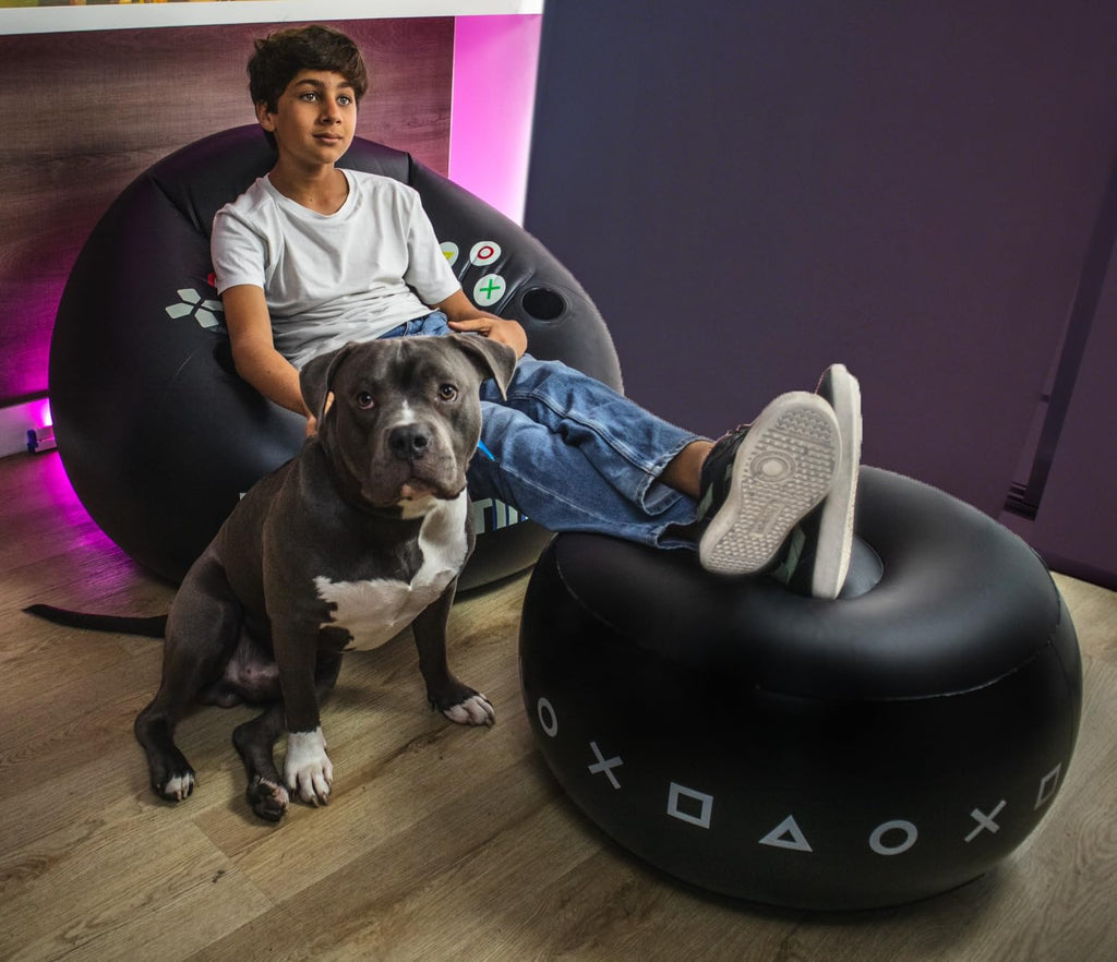 Inflatable Gaming Chair for Kids & Teens with Cup Holders and Side Pocket - This Air Gaming Bean Bag Chairs for kids is The Perfect Furniture for Gamer Room Decor - Perfect Gaming Stuff for boys 4-12 - Flex Gamingproduct_type