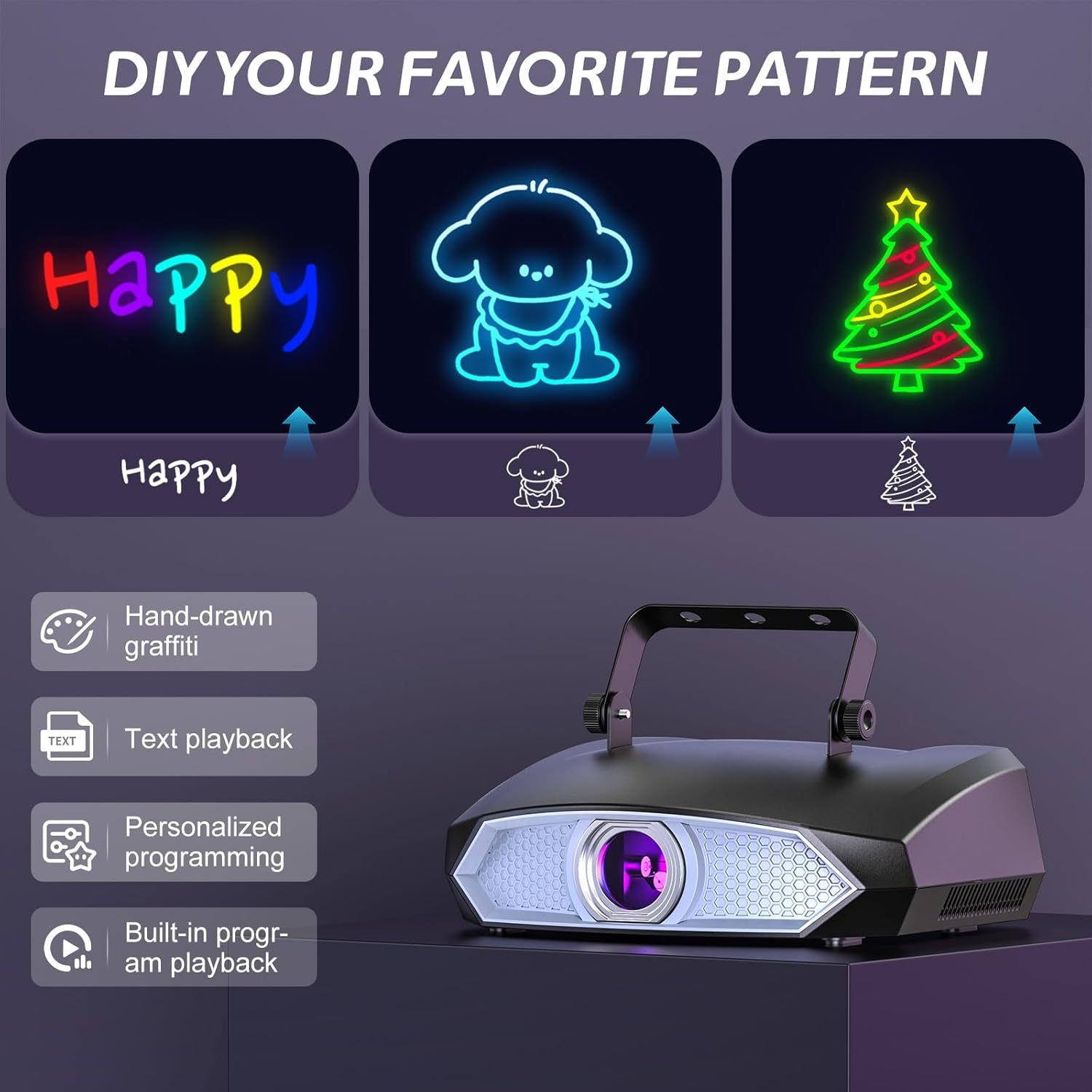 DJ Laser Light for Party,3D Animation Laser Machine,Multiple Control Functions,Support Manual Graffiti, Text Playback, and Personalized Programming,Suitable for DJ Parties, KTV Bars and Events