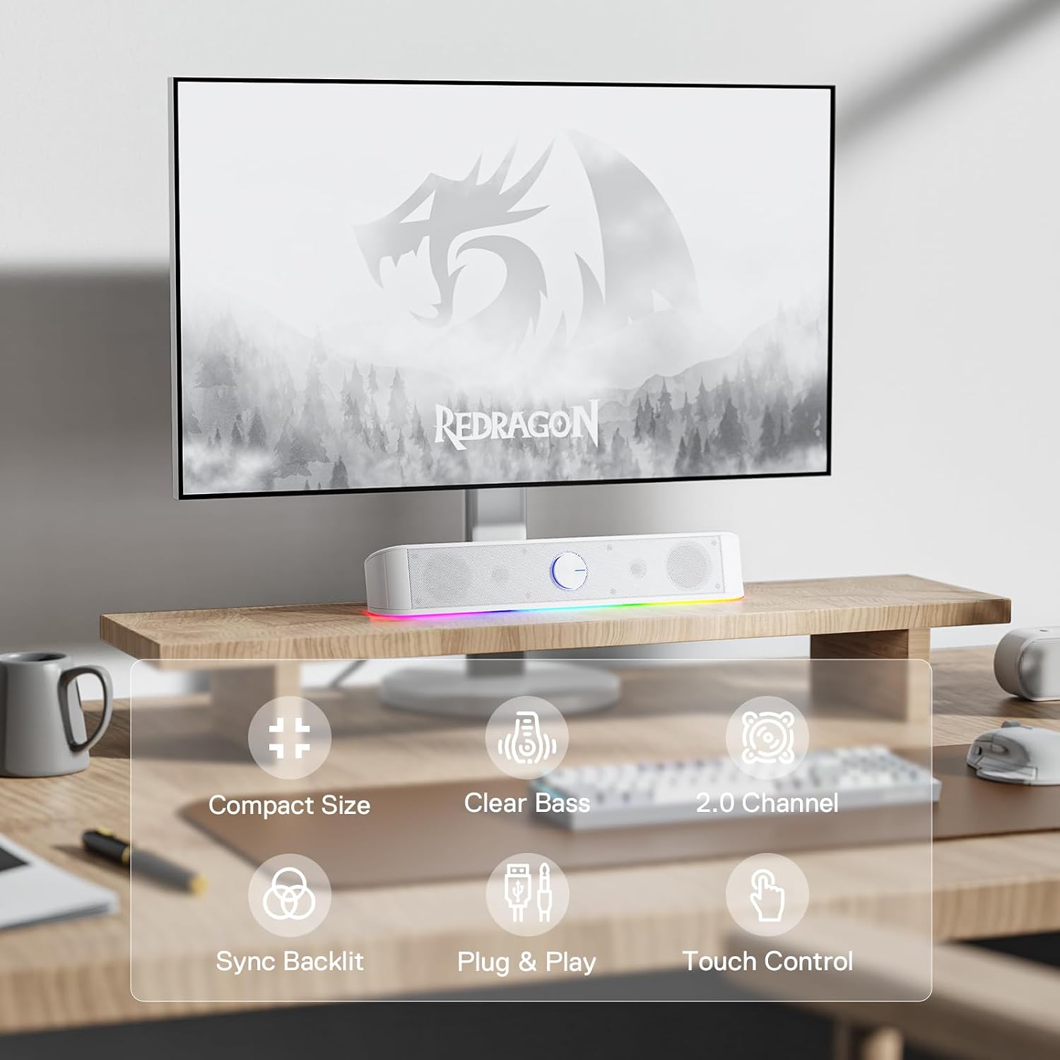 Redragon GS560 RGB Desktop Soundbar – 3 Colors
