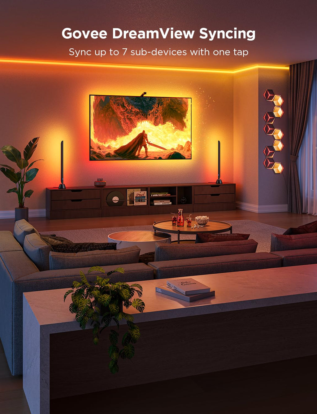 Govee TV Backlight 3 Lite with Fish-Eye Correction Function Sync to 75-85 Inch TVs, 16.4ft RGBICW Wi-Fi LED Strip Lights with Camera, 4 Colors in 1 Lamp Bead, Voice and APP Control, Adapter - Flex Gamingproduct_type
