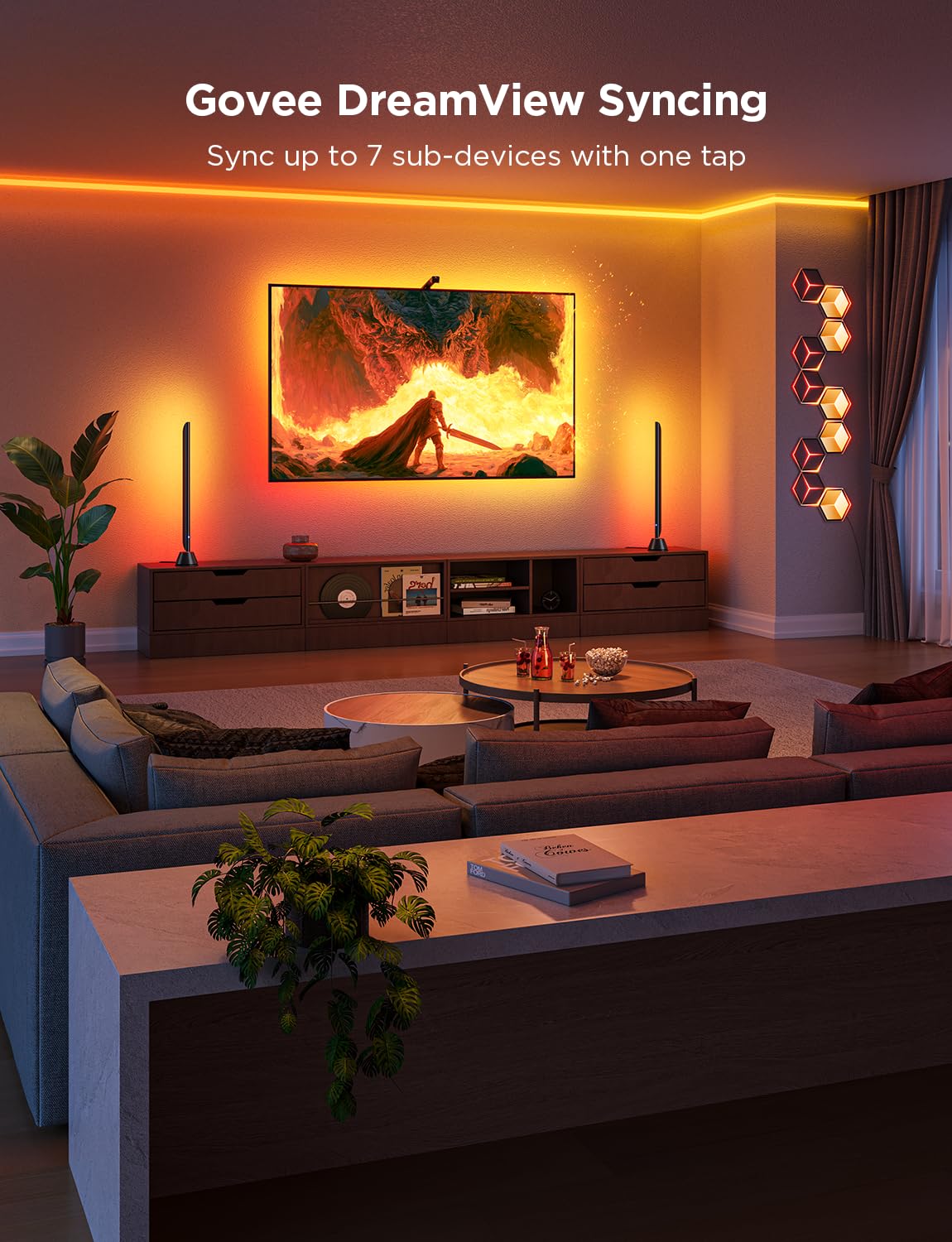 Govee TV Backlight 3 Lite with Fish-Eye Correction Function Sync to 75-85 Inch TVs, 16.4ft RGBICW Wi-Fi LED Strip Lights with Camera, 4 Colors in 1 Lamp Bead, Voice and APP Control, Adapter - Flex Gamingproduct_type