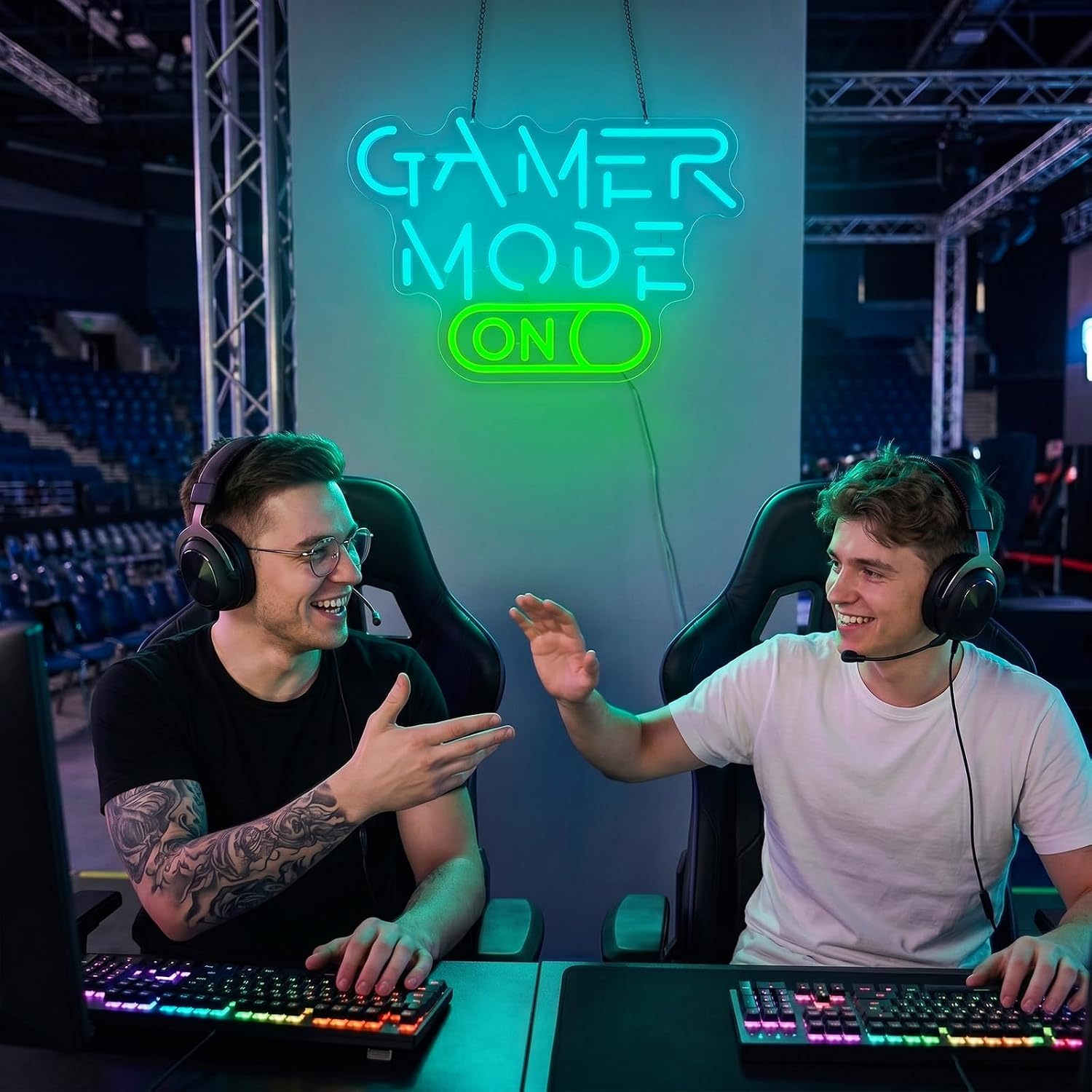 Gamer Mode Neon Sign for Gaming Room Decor, USB Powered LED Wall Light with Dimmer, Cool Gamer Setup Accessories for Bedroom, Streamer Background, Teen Boy Game Room, Man Cave