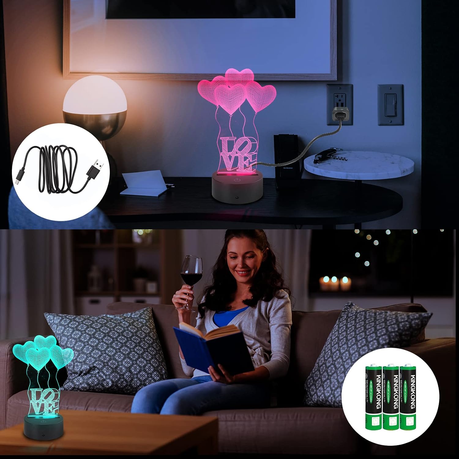 AZIMOM 3D Illusion Night Light – 5 Designs