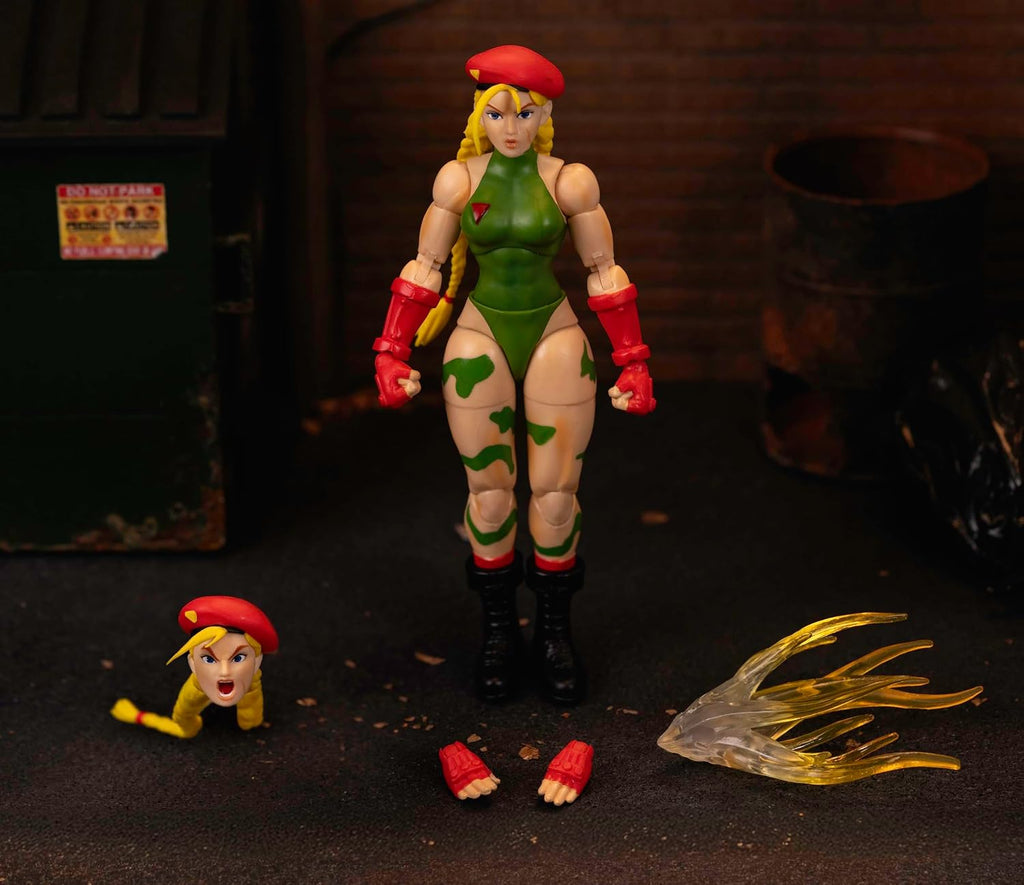 Jada Toys – Street Fighter II Cammy Action Figure - 1:12 Scale Collectible - Includes Interchangeable Heads, Hands, and Accessories - Ages 13+ - Classic Video Game Nostalgia