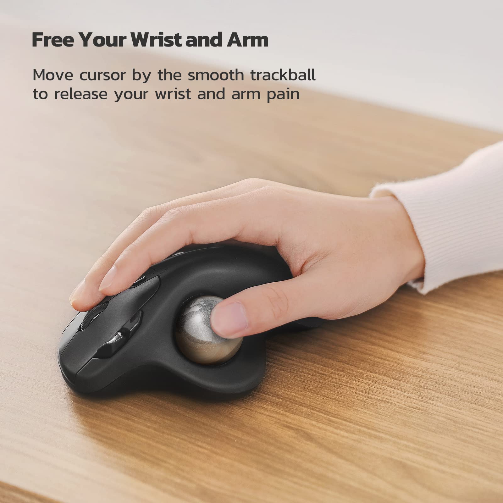 Nulea M501 Wireless Trackball Mouse, Rechargeable Ergonomic, Easy Thumb Control, Precise & Smooth Tracking, 3 Device Connection (Bluetooth or USB Receiver), Compatible for PC, Laptop, Mac, Windows. - Flex Gamingproduct_type