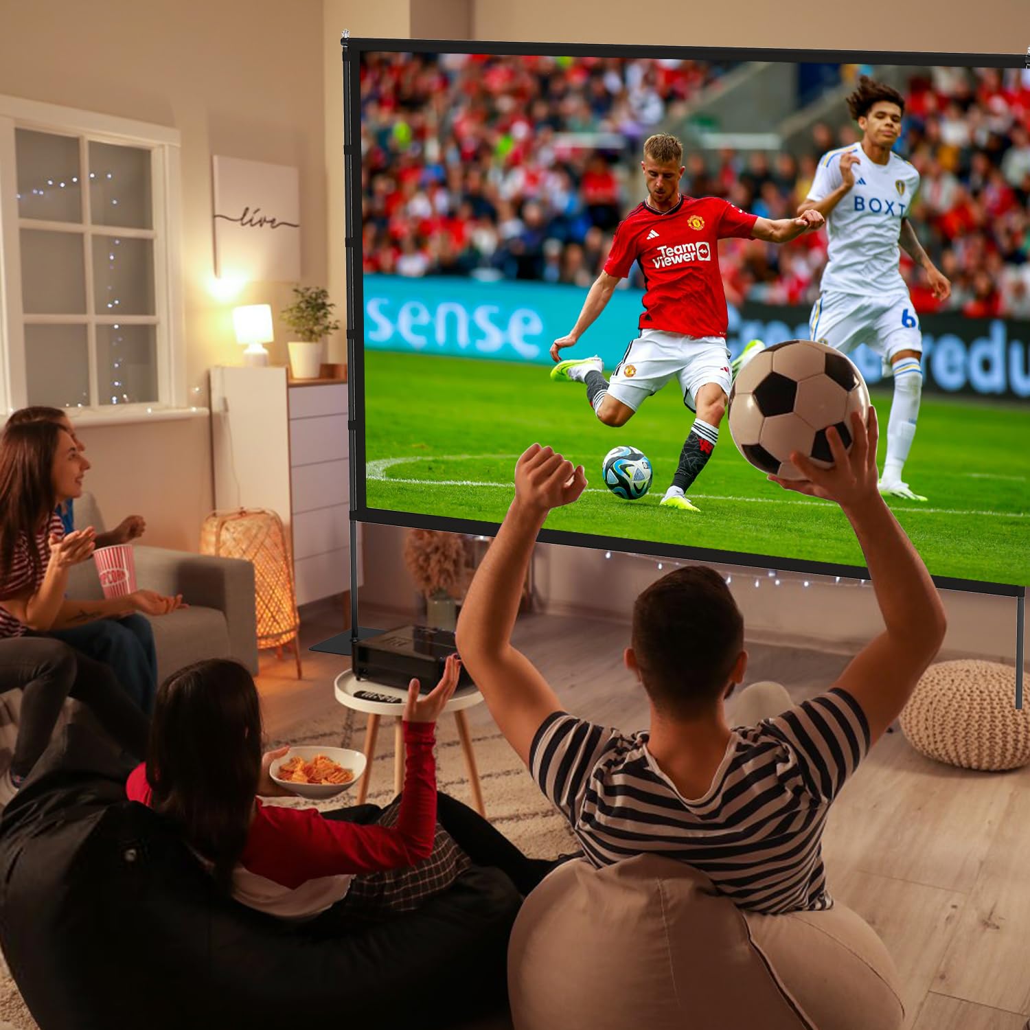 STWUI Outdoor-Projector-Screen-with-Stand - 120 inch Portable Projector Screen Indoor Outdoor Projector Screens 16:9 4K HD Lightweight Movie Screen with Carry Bag for Backyard Movie Night - Flex Gamingproduct_type
