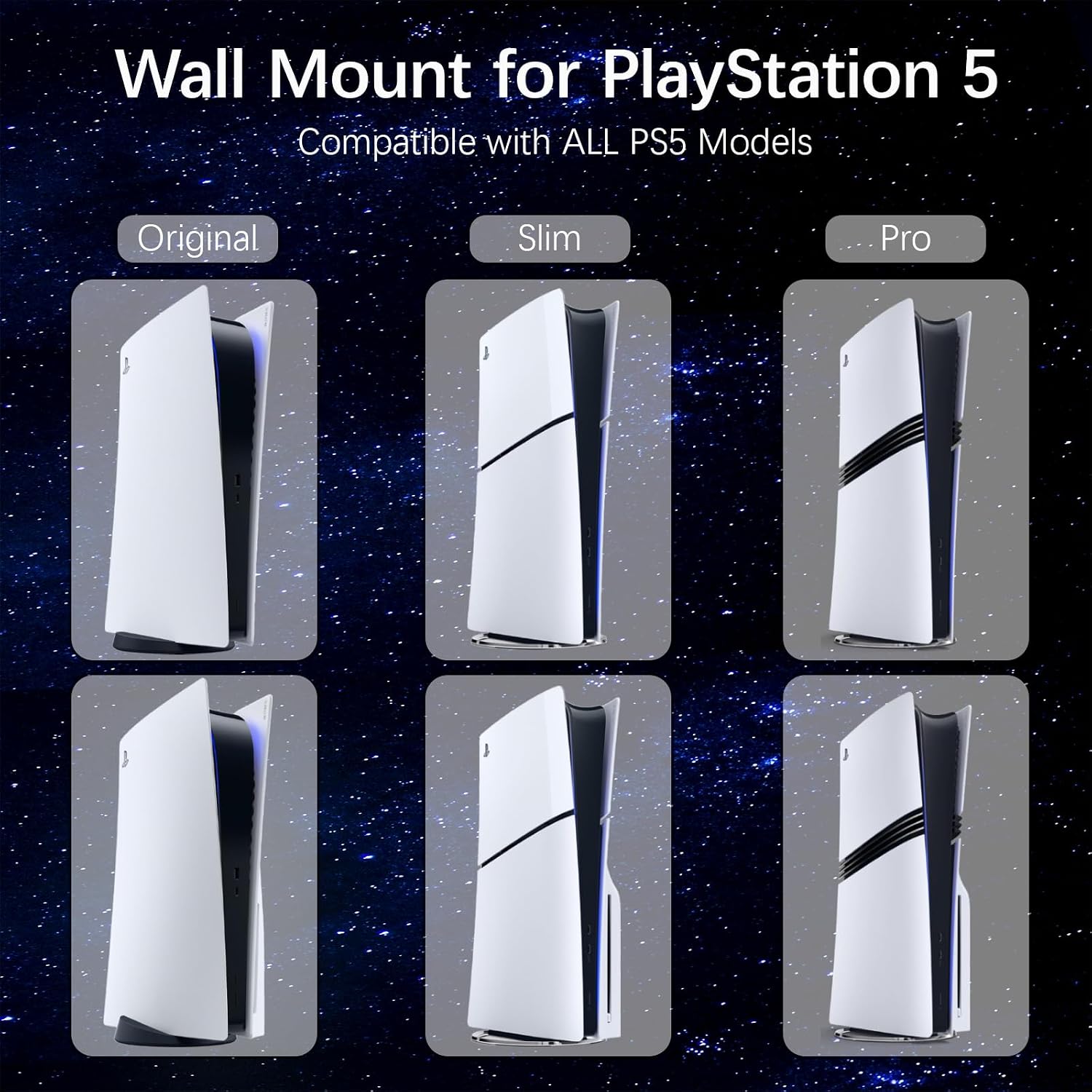 Hosanwell PS5 Wall Mount Kit with RGB Charging Station
