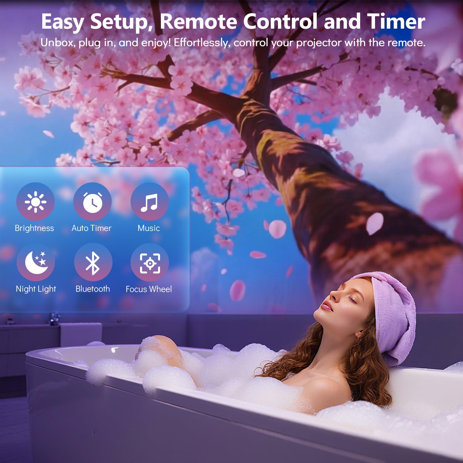 Rossetta 3D Projector with 60 Scenes, Galaxy Star Projector for Room Decor | Bluetooth Speaker, 1H/2H Timer & Remote, Night Light for Bedroom, Party, Christmas & Birthday Gifts for Adults, Girls, Boys