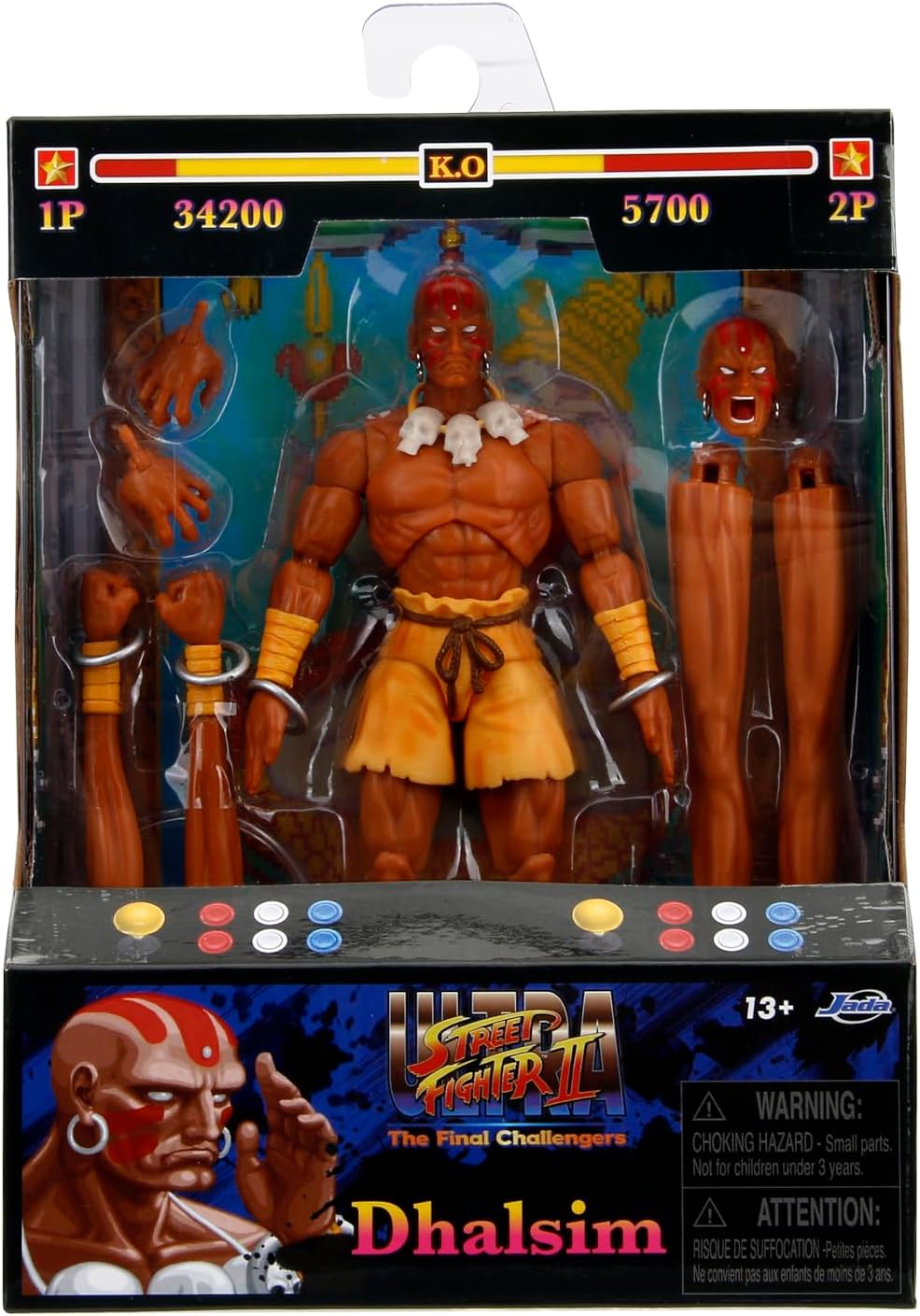 Jada Street Fighter 6" Dhalsim Action Figure, Toys for Kids and Adults | Street Fighter 2 The Final Challengers 6 Inch Action Figure Wave 1 - Dhalsim