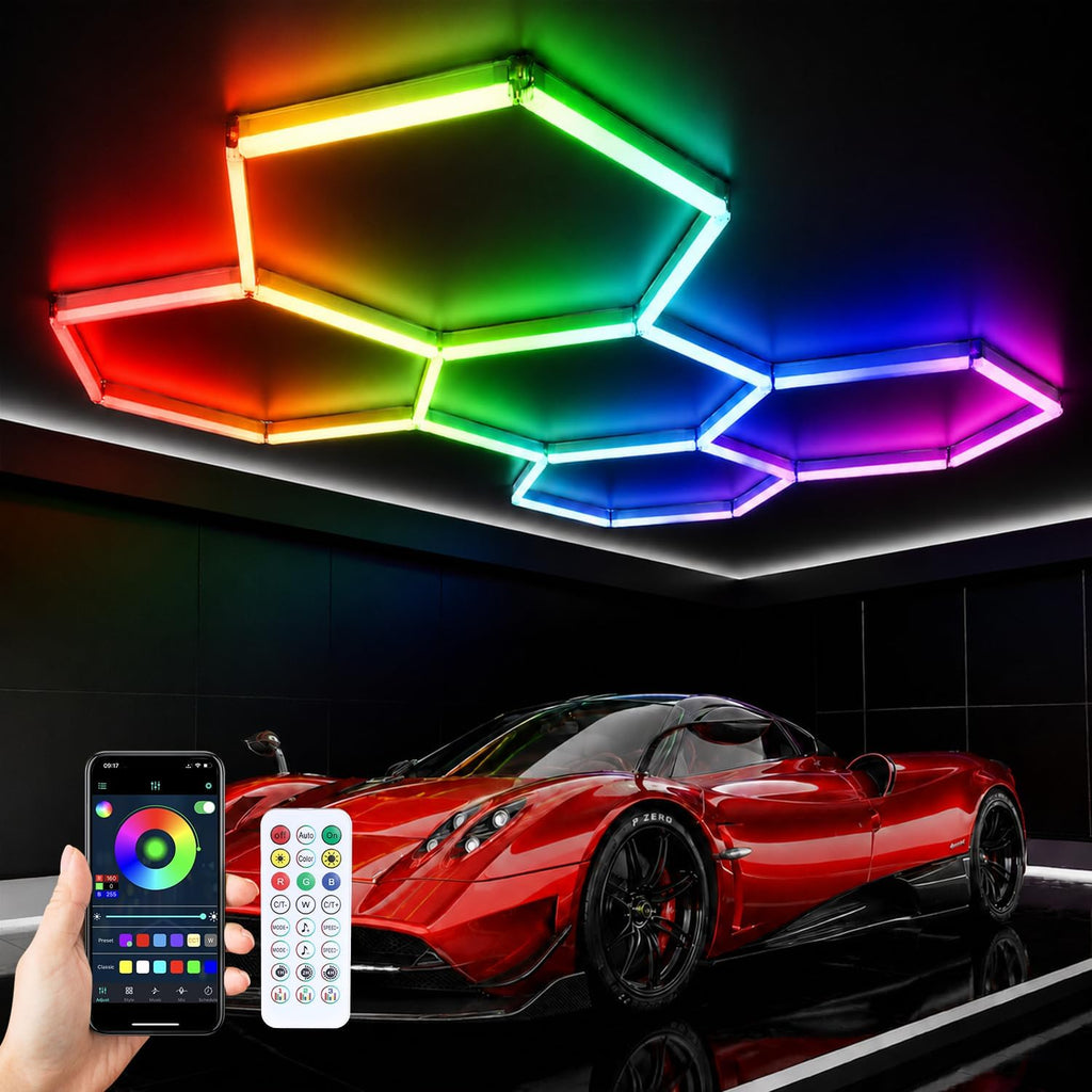 CyanCliff RGB Hexagon LED Panel Lights – 3 Sizes & 4 Colors