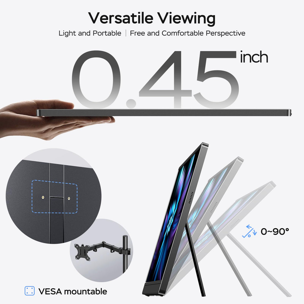 MNN Portable Monitor 15.6inch FHD 1080P 60Hz USB C HDMI Gaming Ultra-Slim IPS Display w/Smart Cover & Speakers,HDR Plug&Play, External Monitor for Laptop PC Phone Mac (15.6'' 1080P) - Flex Gamingproduct_type