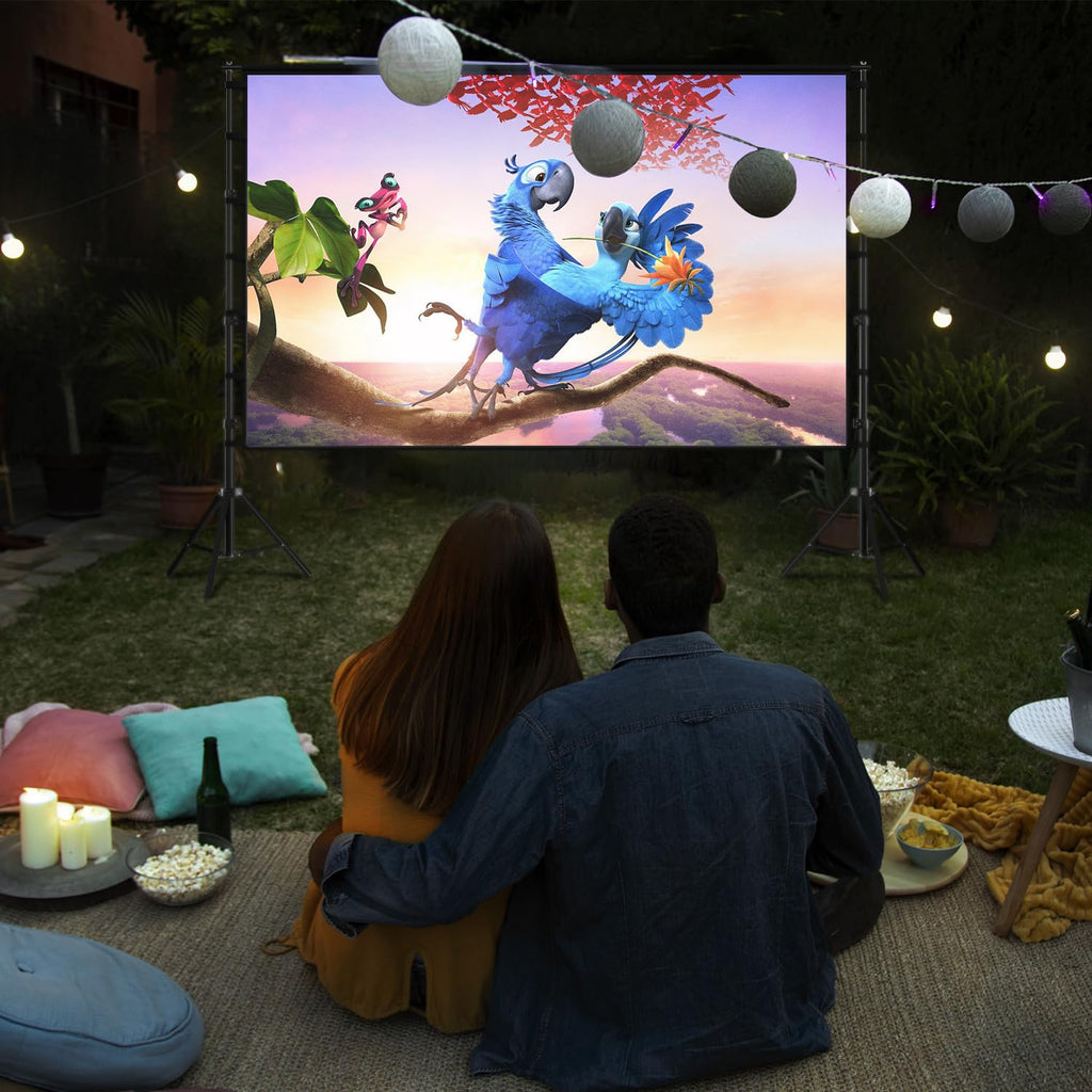 Wootfairy 180inch Projector Screen with Stand: Portable Wrinkle-Free Screen | Foldable 16:9 4K HD Front Rear Projection Movie Screen with Carry Bag for Indoor Outdoor Backyard Family Live Sports Night - Flex Gamingproduct_type