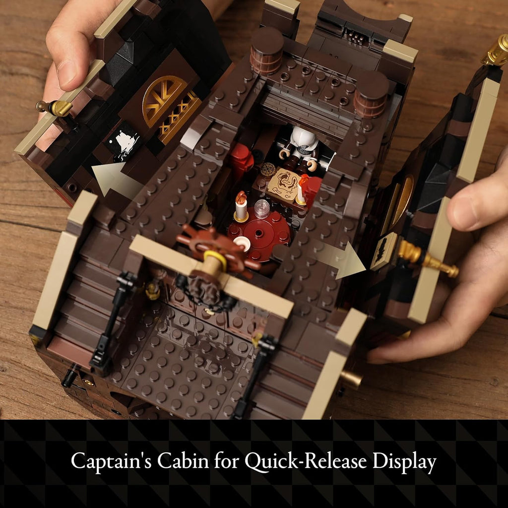 Wise Block Assassin's Creed Black Flag Jackdaw Pirate Ship Building Set | 3781 Pcs Epic Warship Edition Large Model Ship Kit HA395107, Gifts for Adult Collections Enthusiasts, 8 Minifigures Decorate
