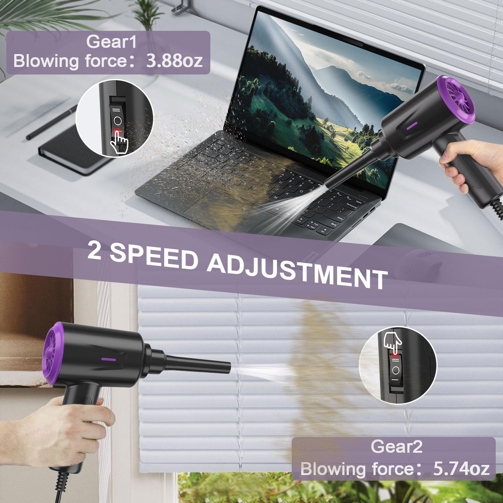 Meudeen Air Duster - Electric Air Blower - 5.74oz High Power Cleaning for Computer - PC - 2 Gear Compressed Air - Flex Gamingproduct_type